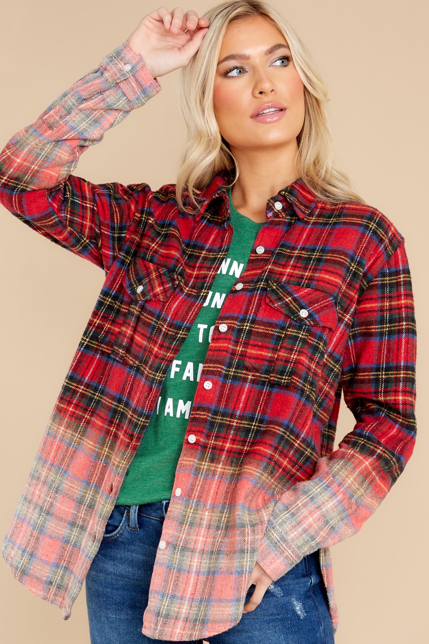 Cinnamon And Spice Red Multi Plaid Top