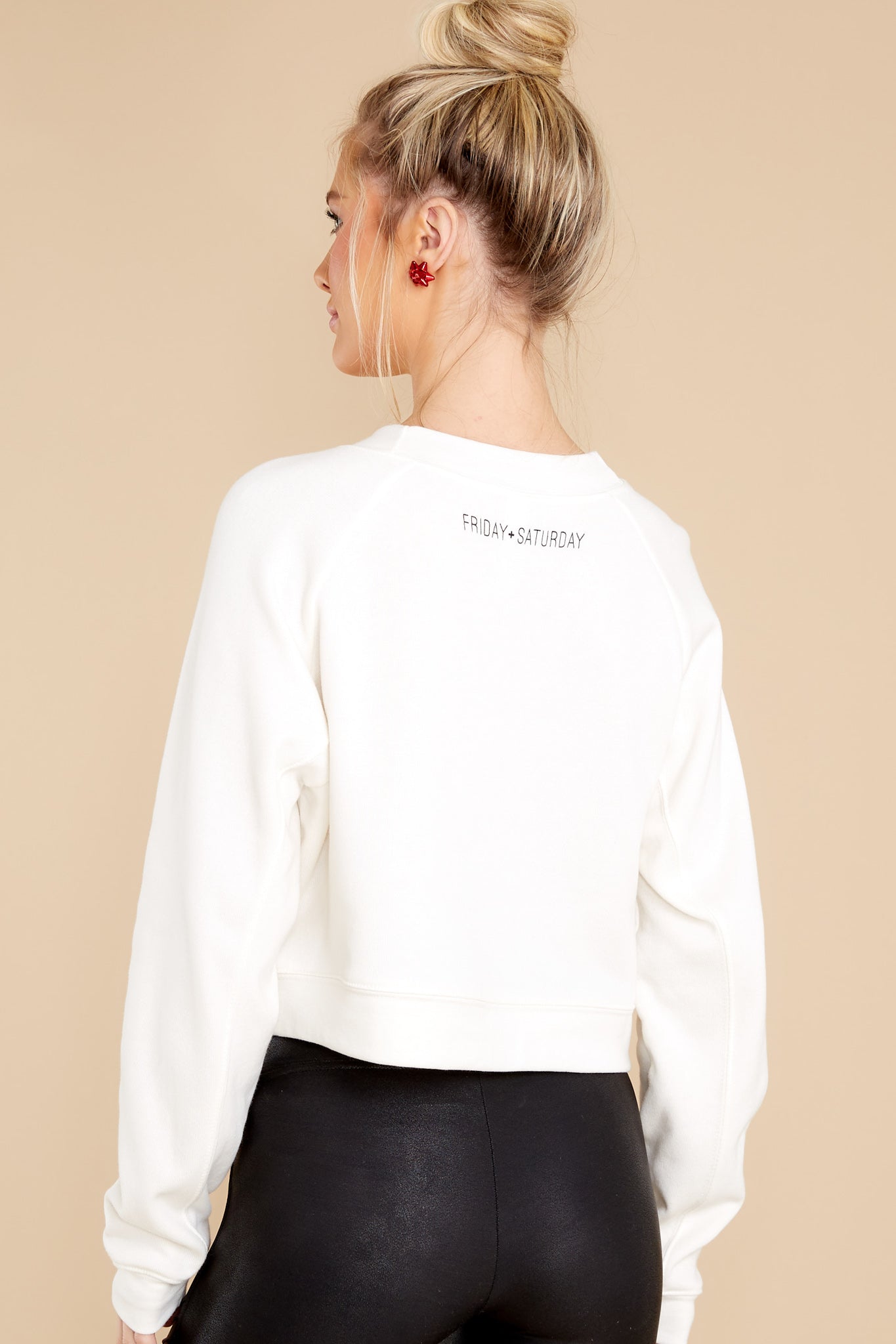 Morning Person White Cropped Sweatshirt