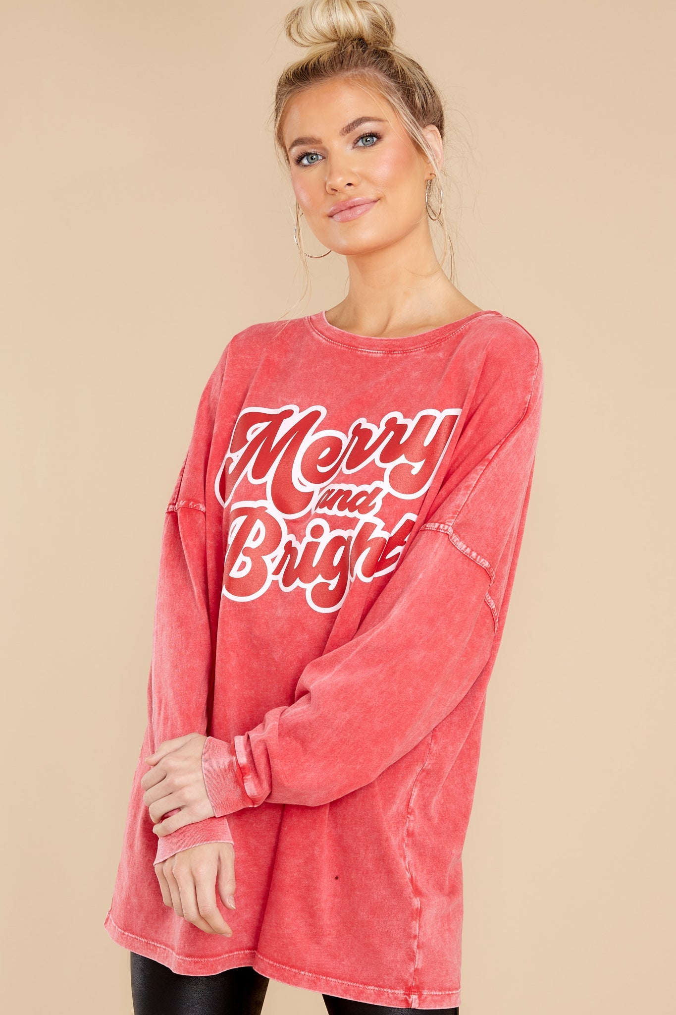 Merry And Bright Red Long Sleeve Top