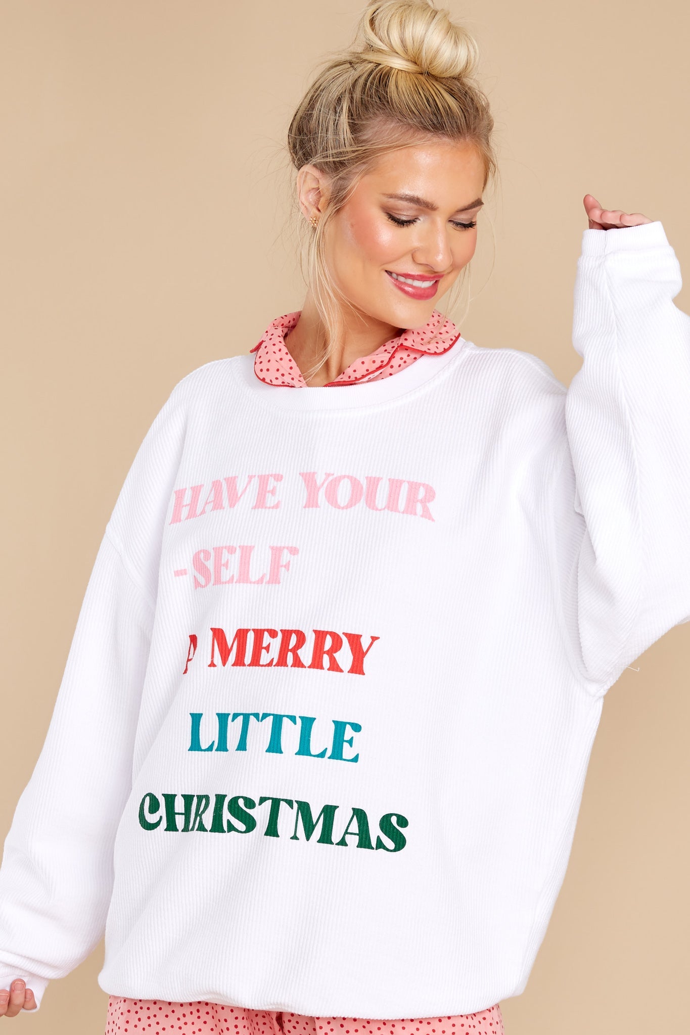 Have Yourself A Merry Christmas White Corded Sweatshirt