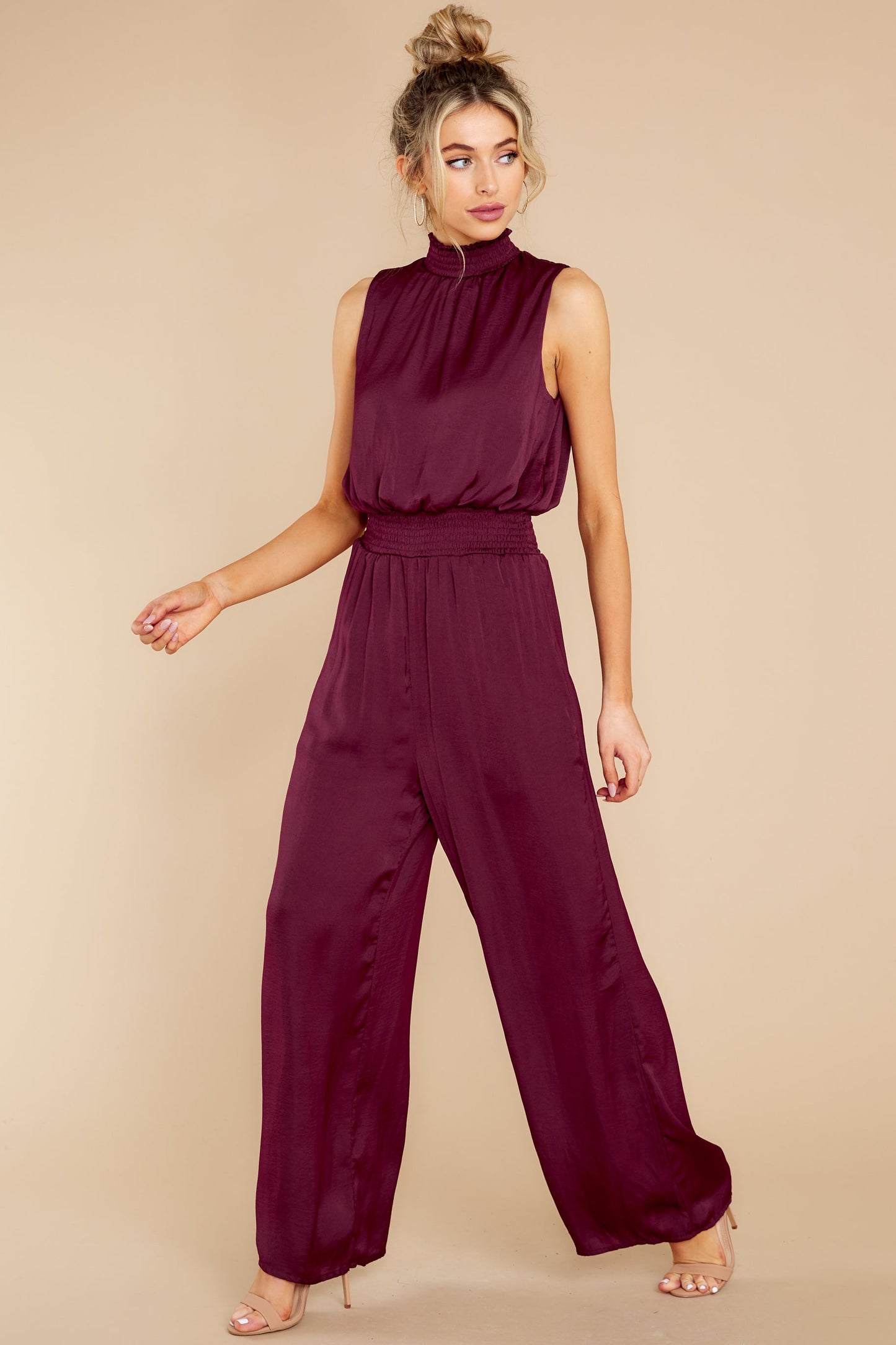 Elegant Stride Merlot Jumpsuit