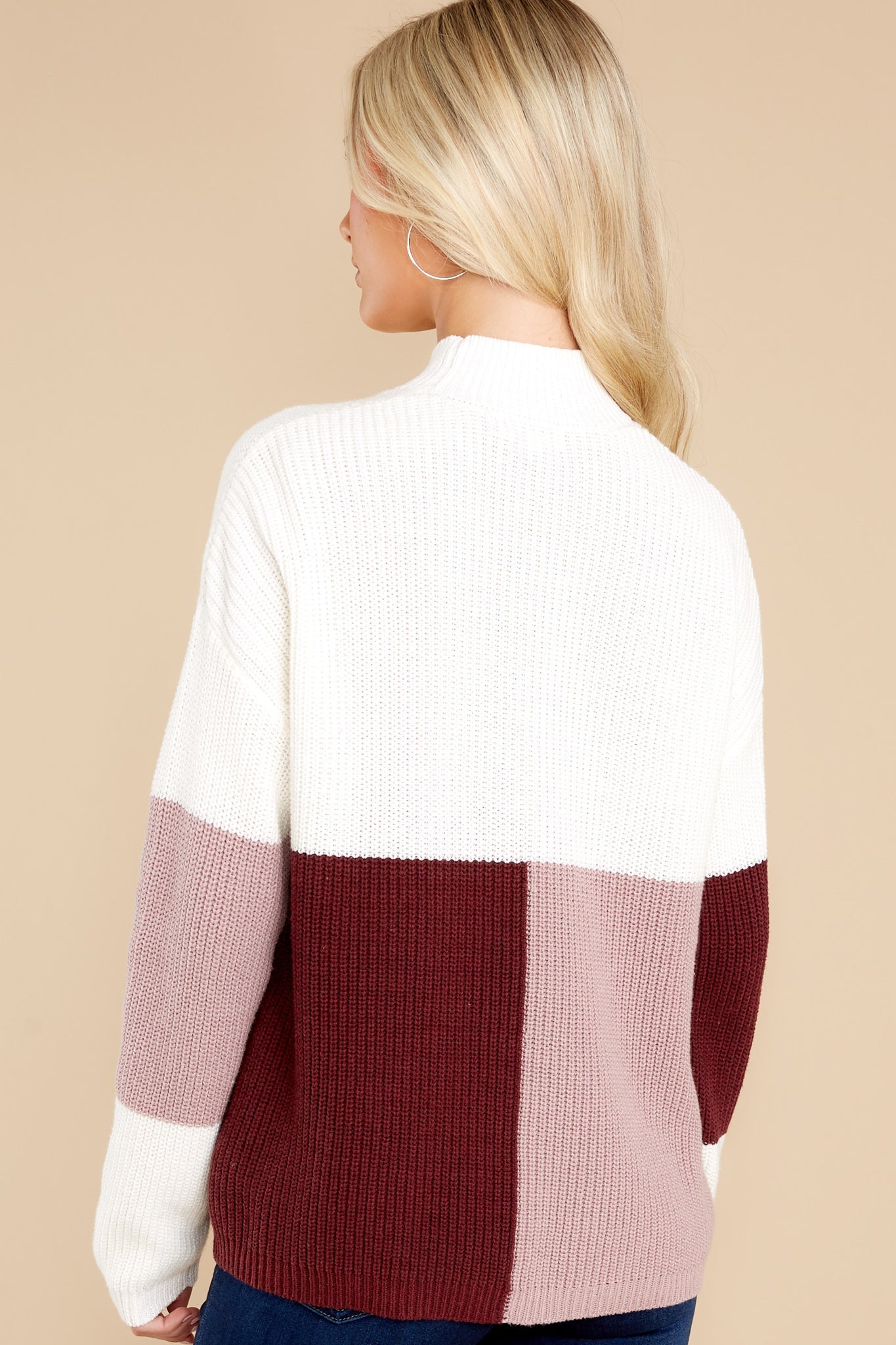 Simple Days Mauve Wine Colorblock Sweater