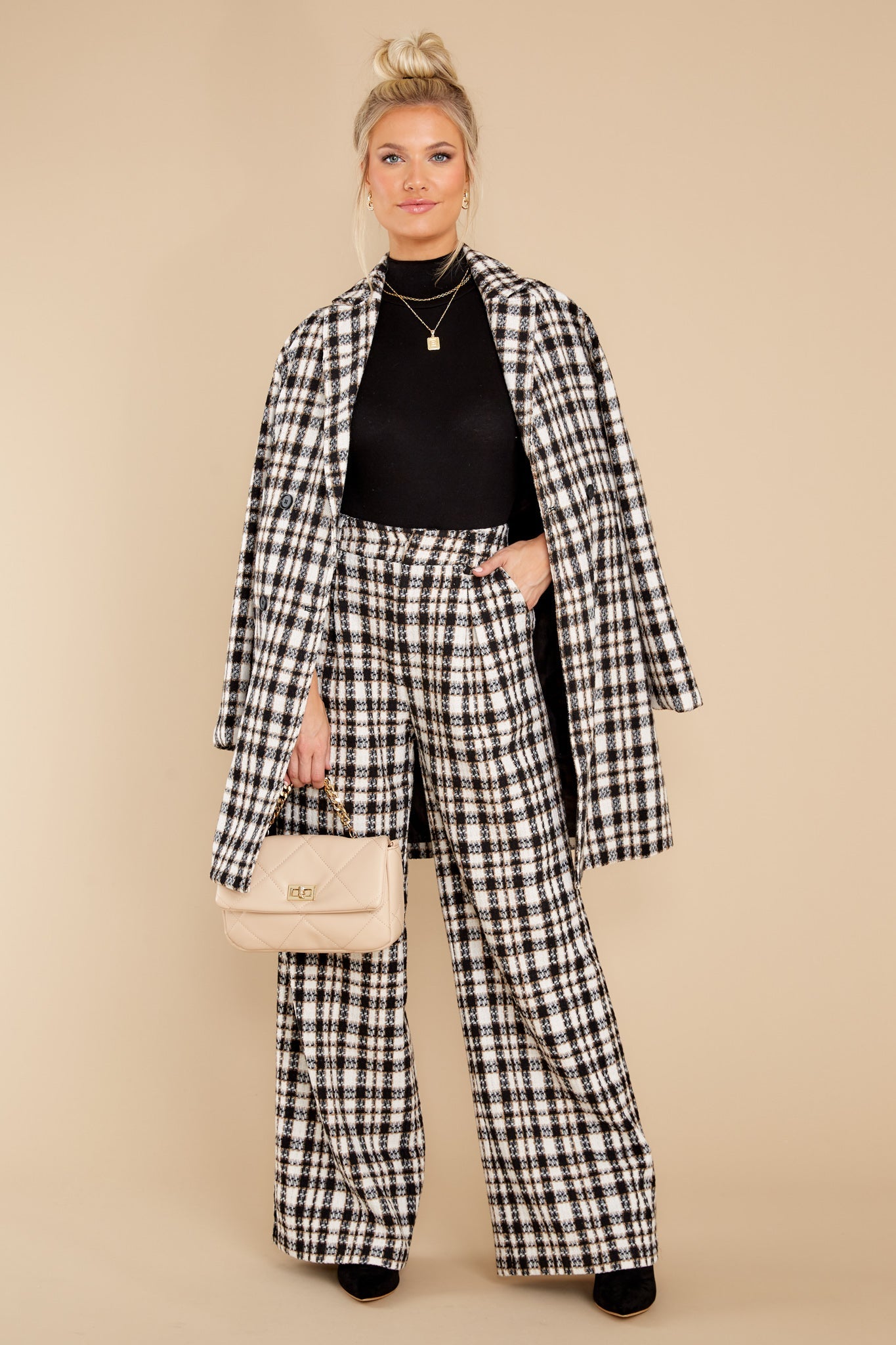 Trendiest Around Black And White Plaid Pants