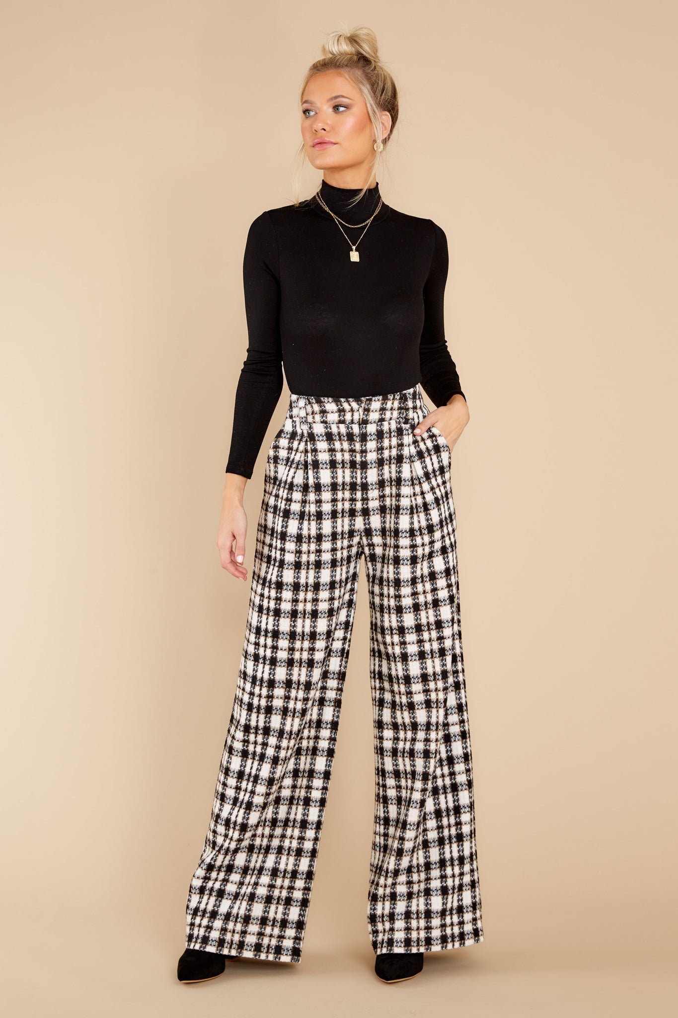 Trendiest Around Black And White Plaid Pants