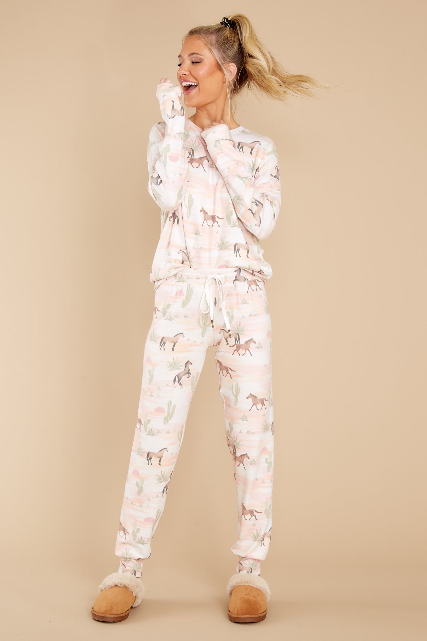 Another Pony Tale Oatmeal Long Sleeve Top