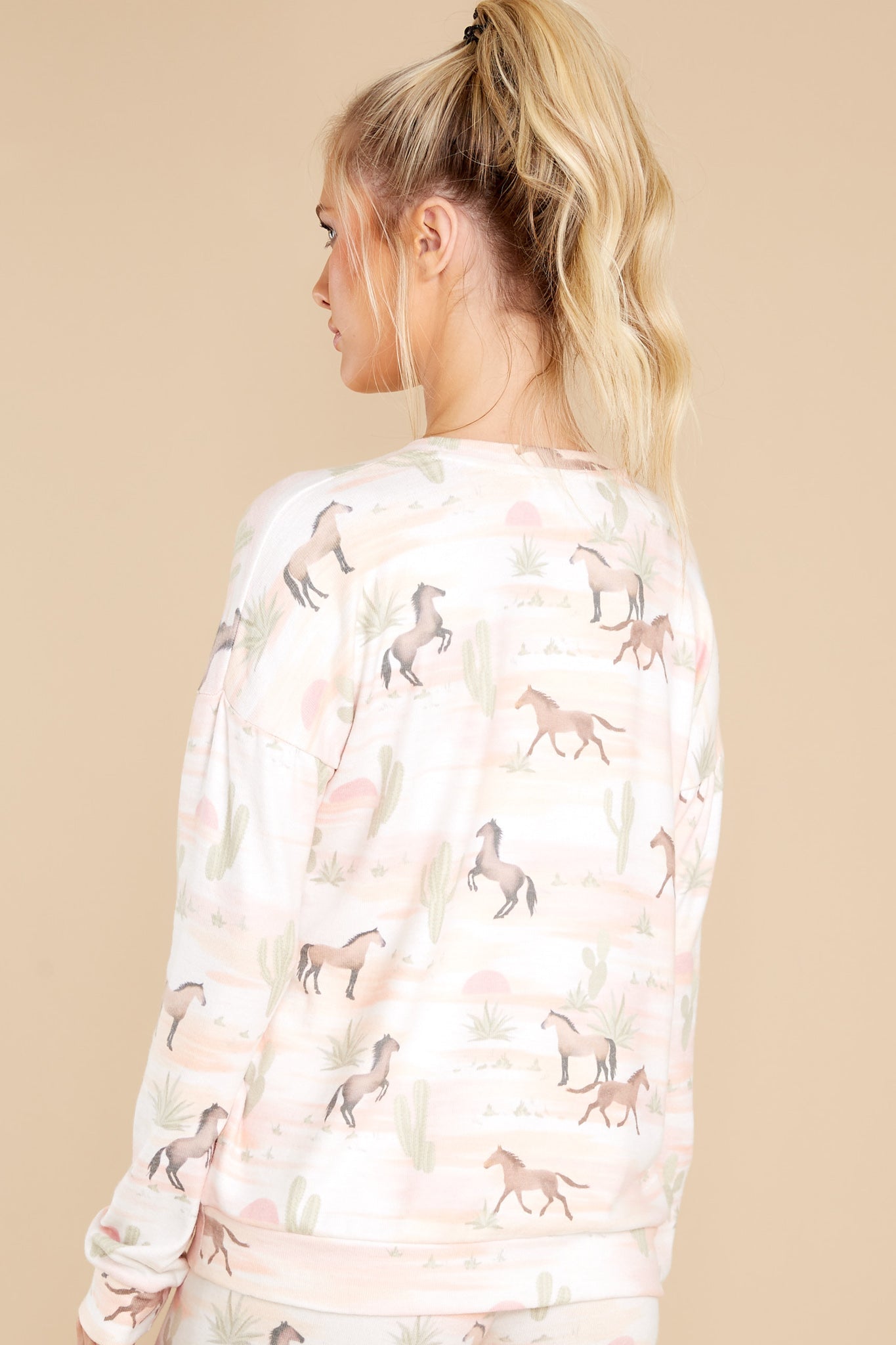 Another Pony Tale Oatmeal Long Sleeve Top