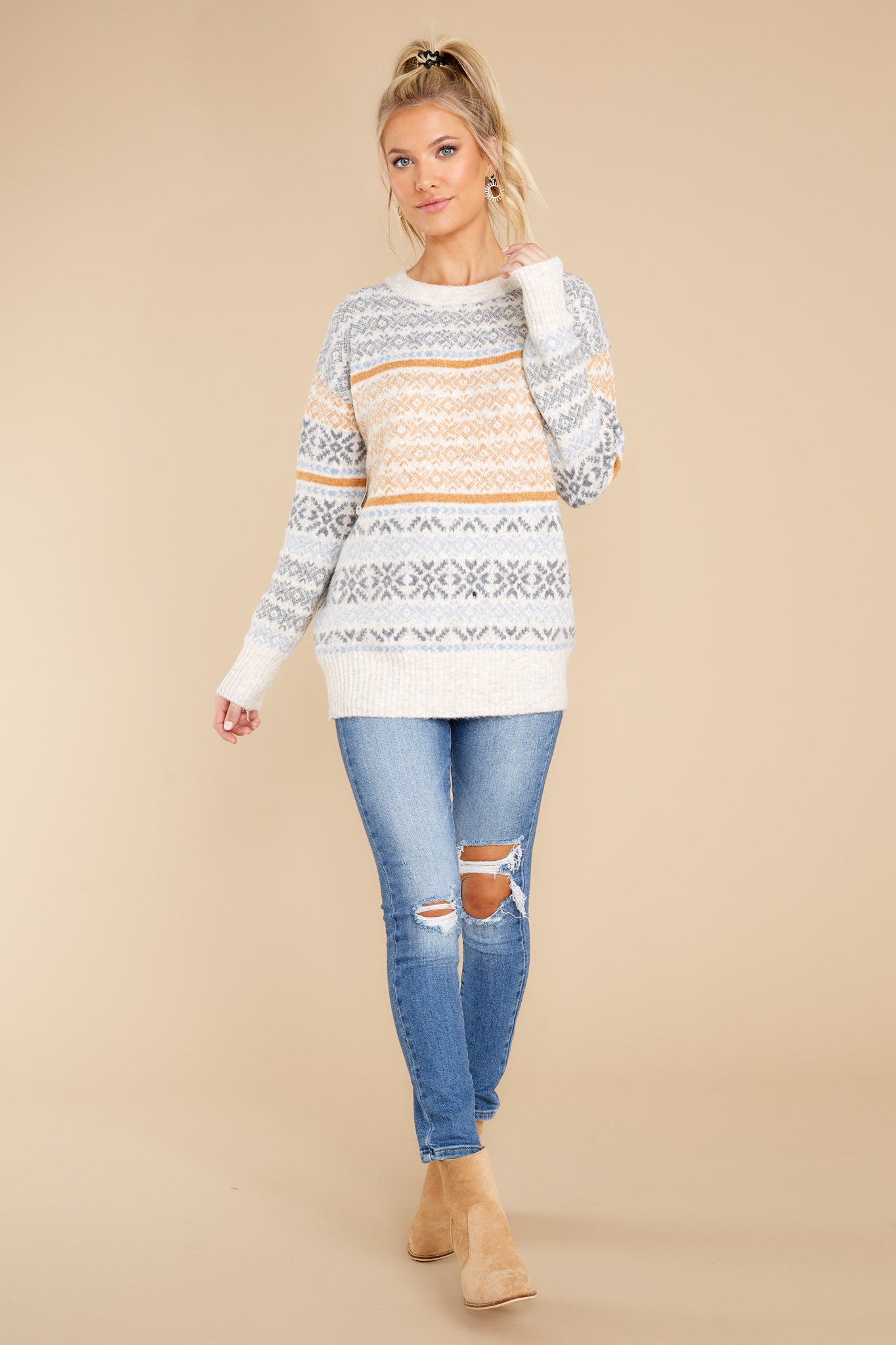 Dreamy Days Ivory Multi Knit Sweater