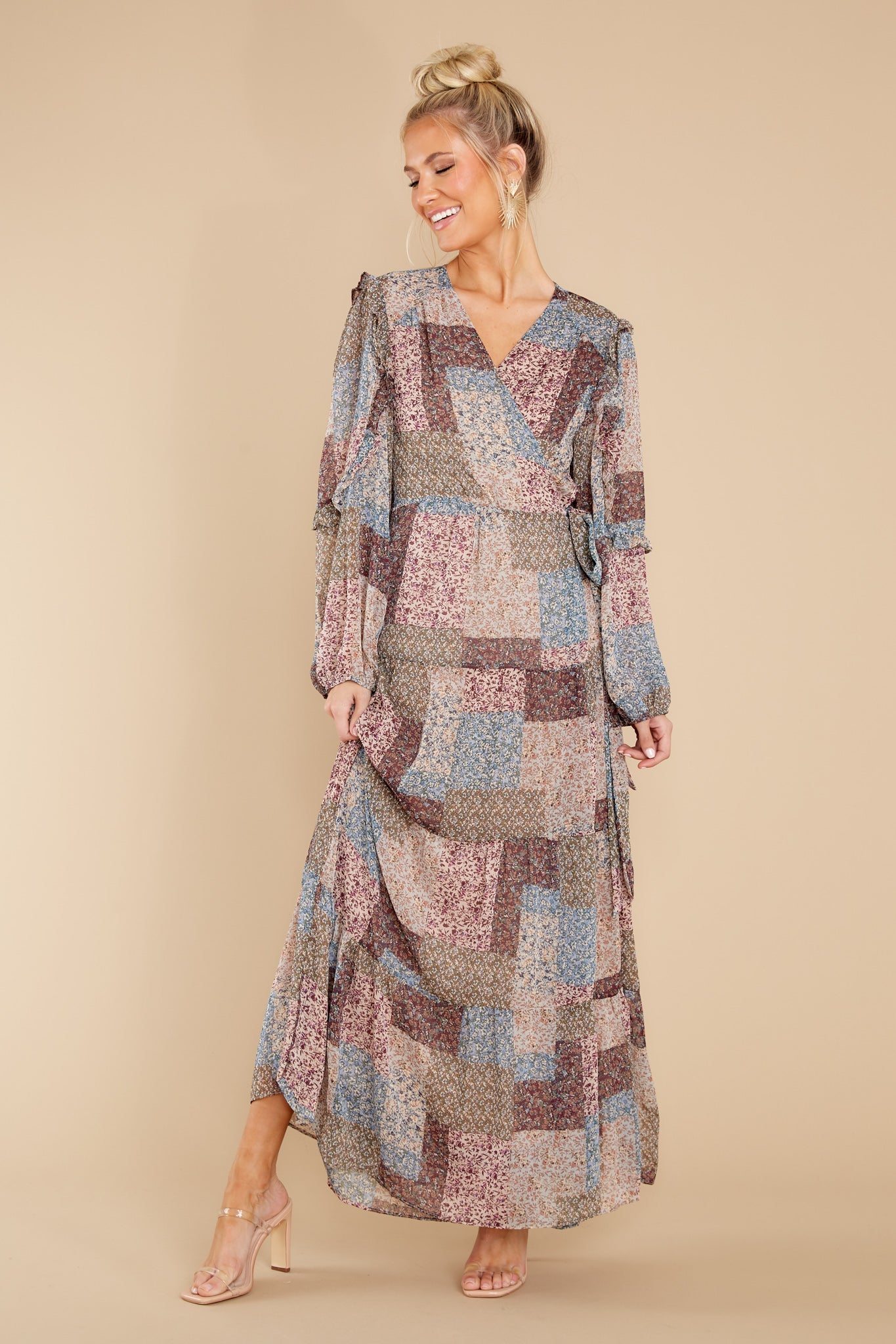 It's About Time Mauve Floral Print Maxi Dress
