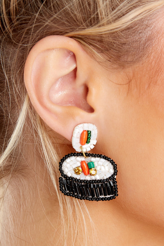 San Antonio Roll Black Beaded Earrings