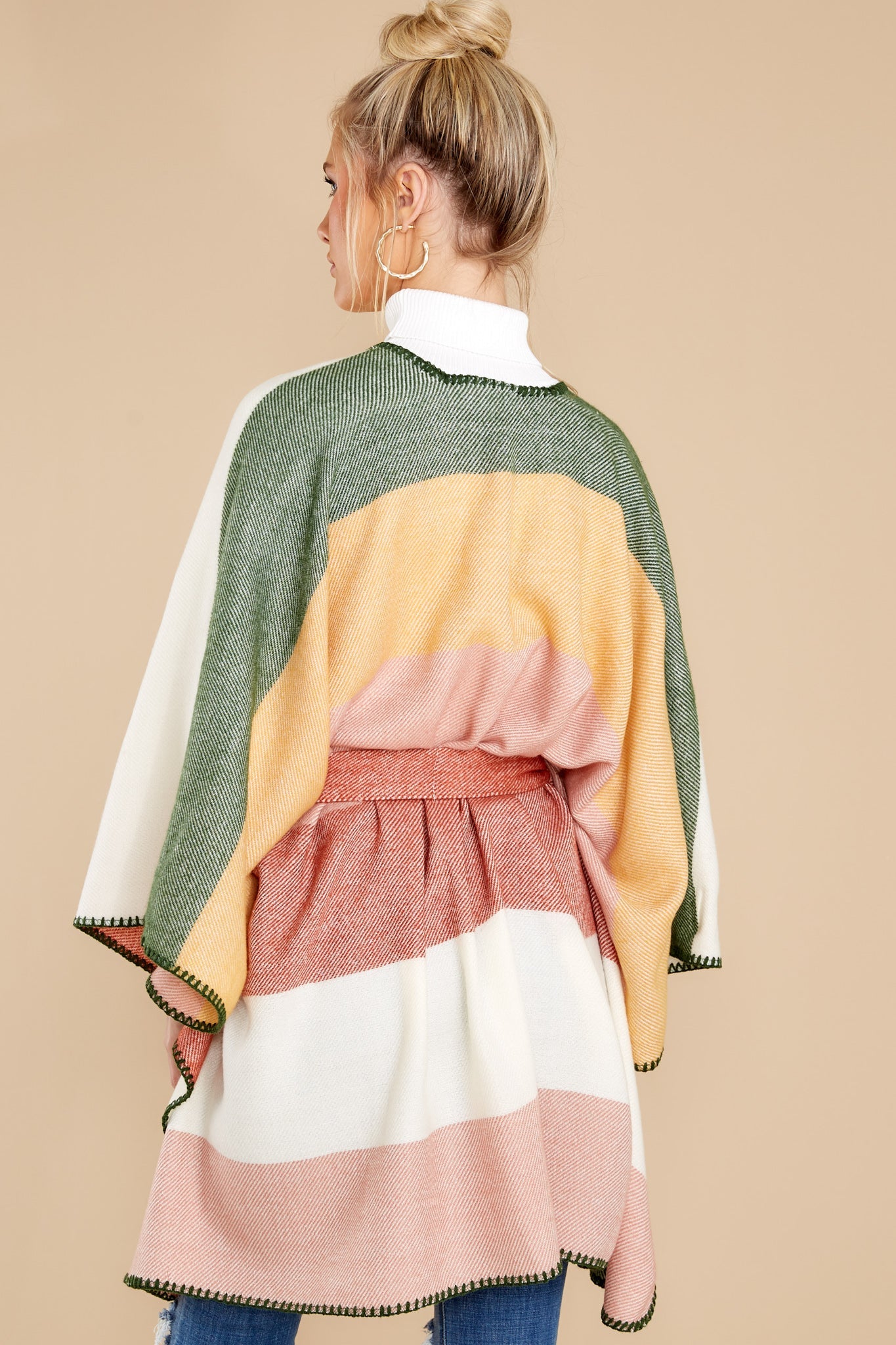 New Endeavors Rust Multi Poncho Cardigan