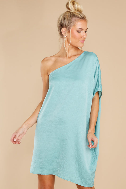 Sweet And Simple Seafoam One Shoulder Dress