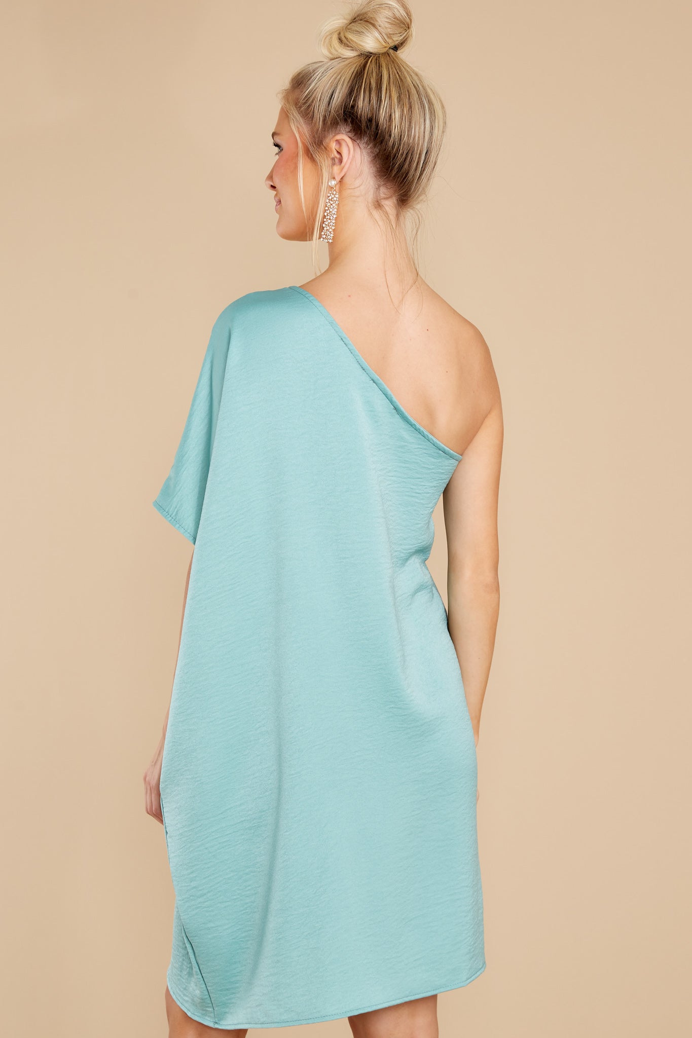 Sweet And Simple Seafoam One Shoulder Dress