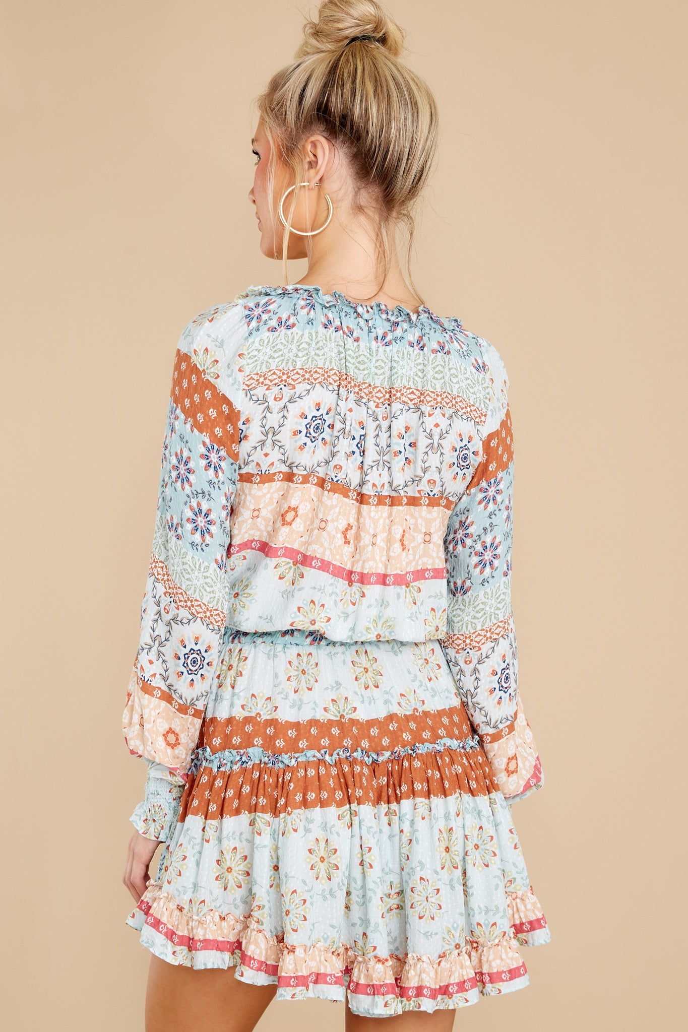 Whimsical Feeling Light Blue Multi Print Dress