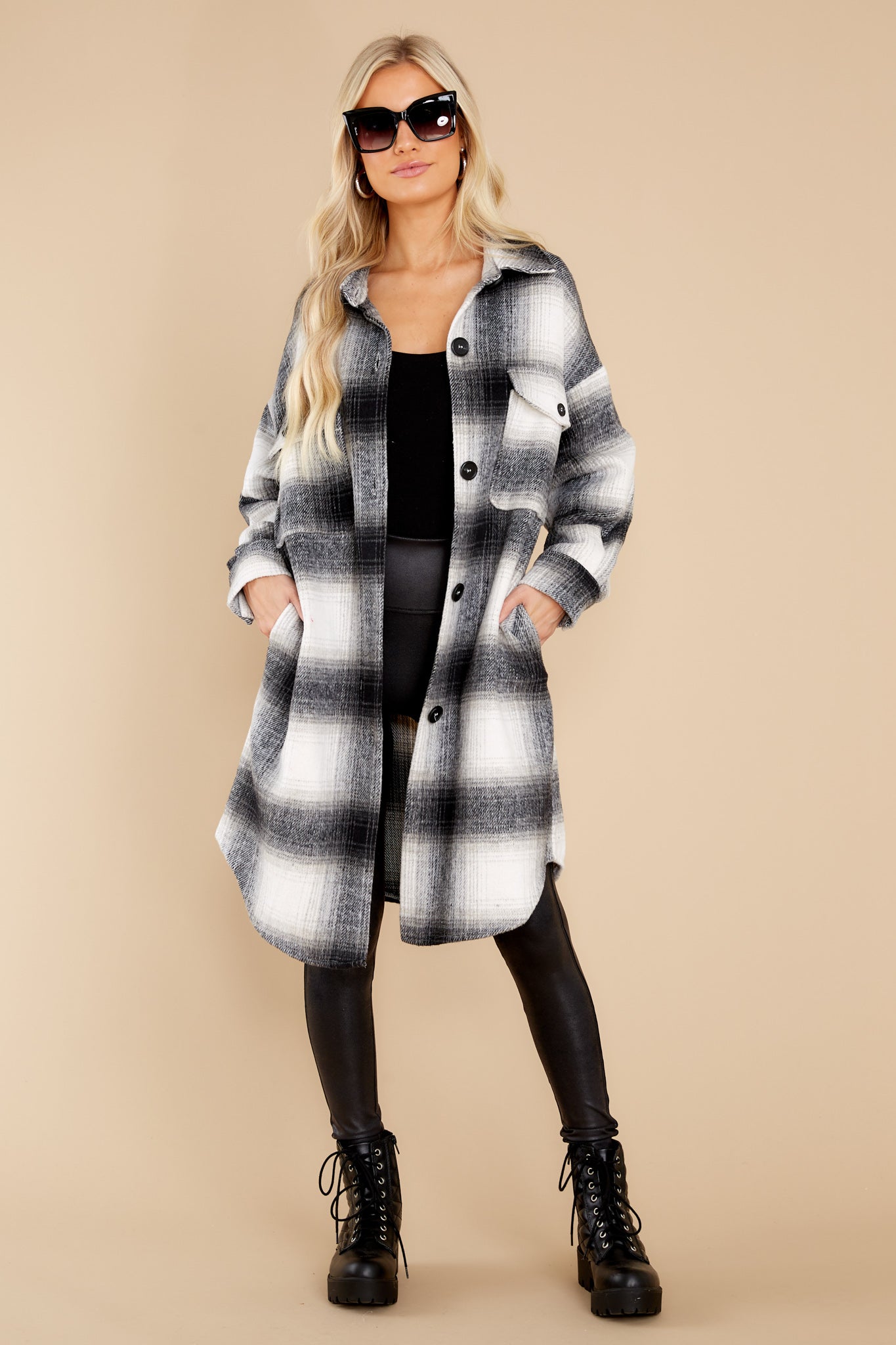 Always Dreaming Black Plaid Shacket