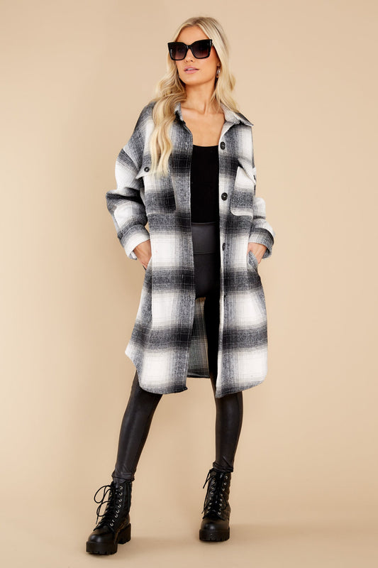 Always Dreaming Black Plaid Shacket