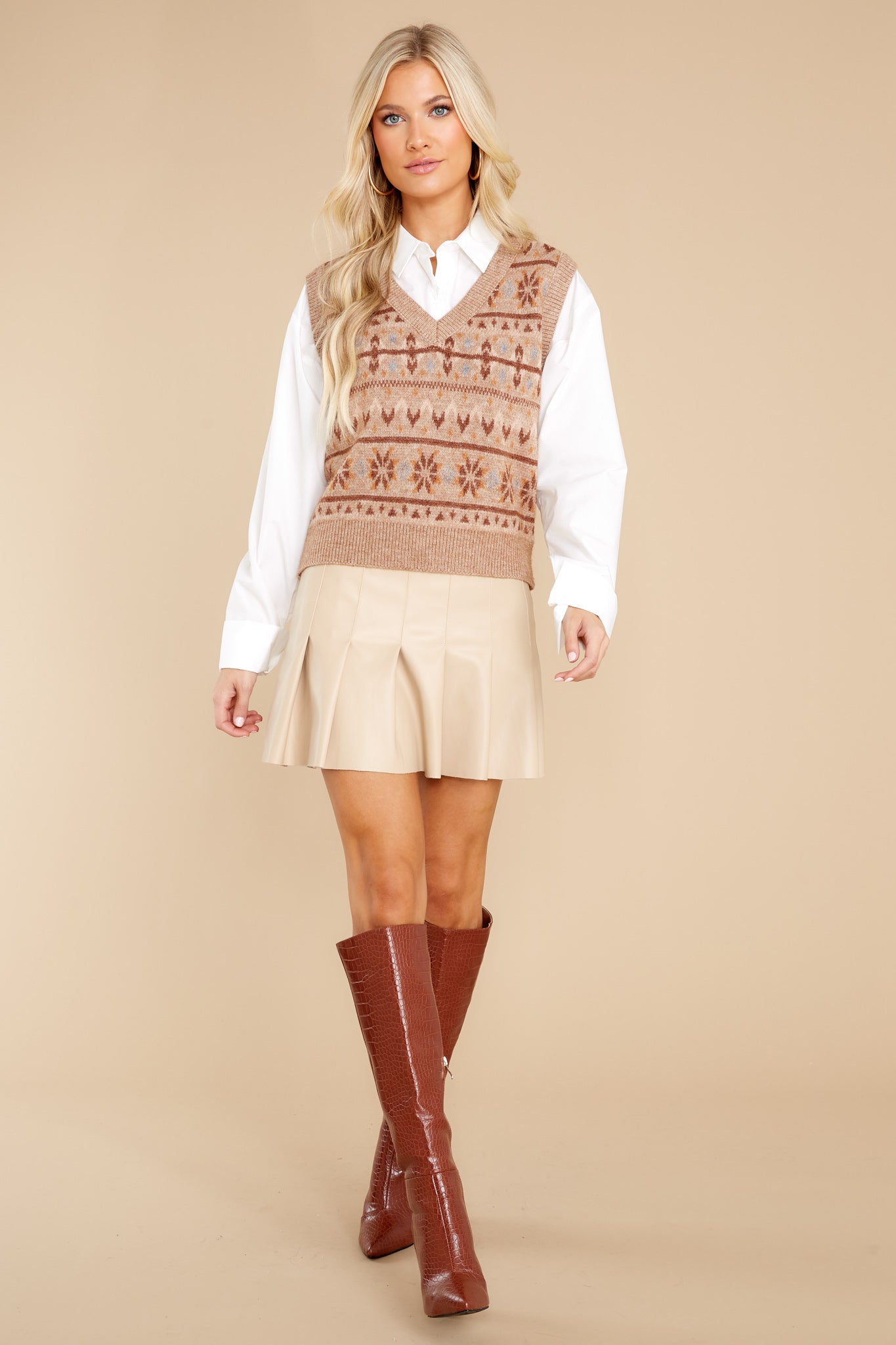 Modern Sophistication Brown Multi Knit Sweater Vest