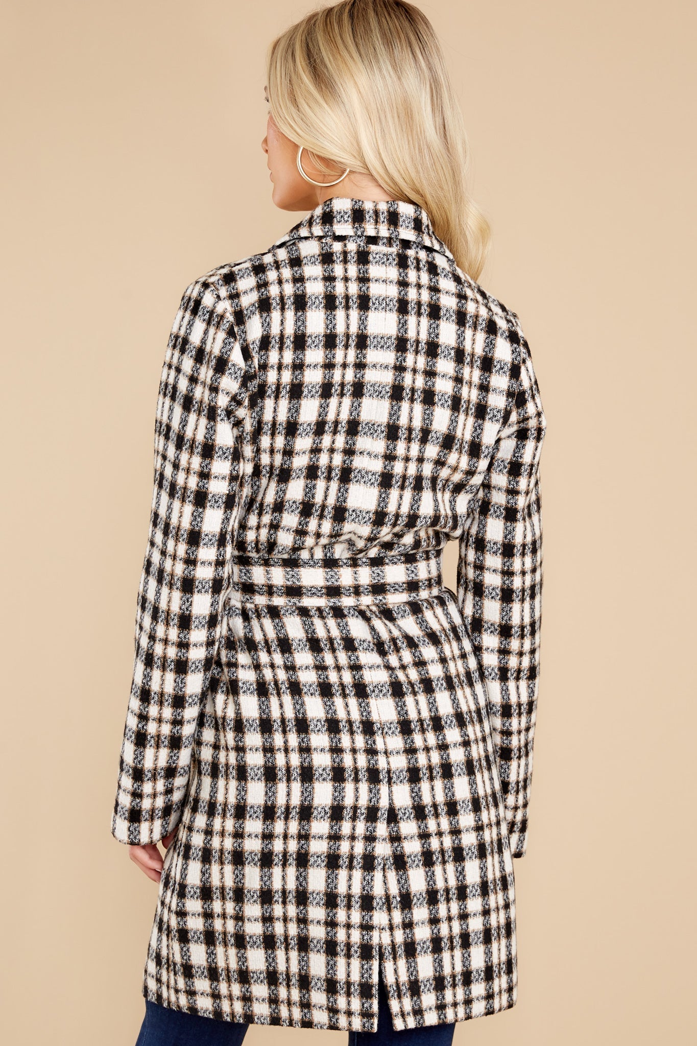Classically Chic Black And White Plaid Coat