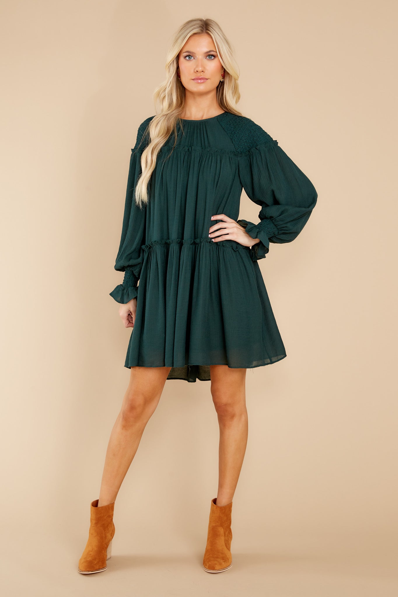 Feeling Grateful Dark Green Dress