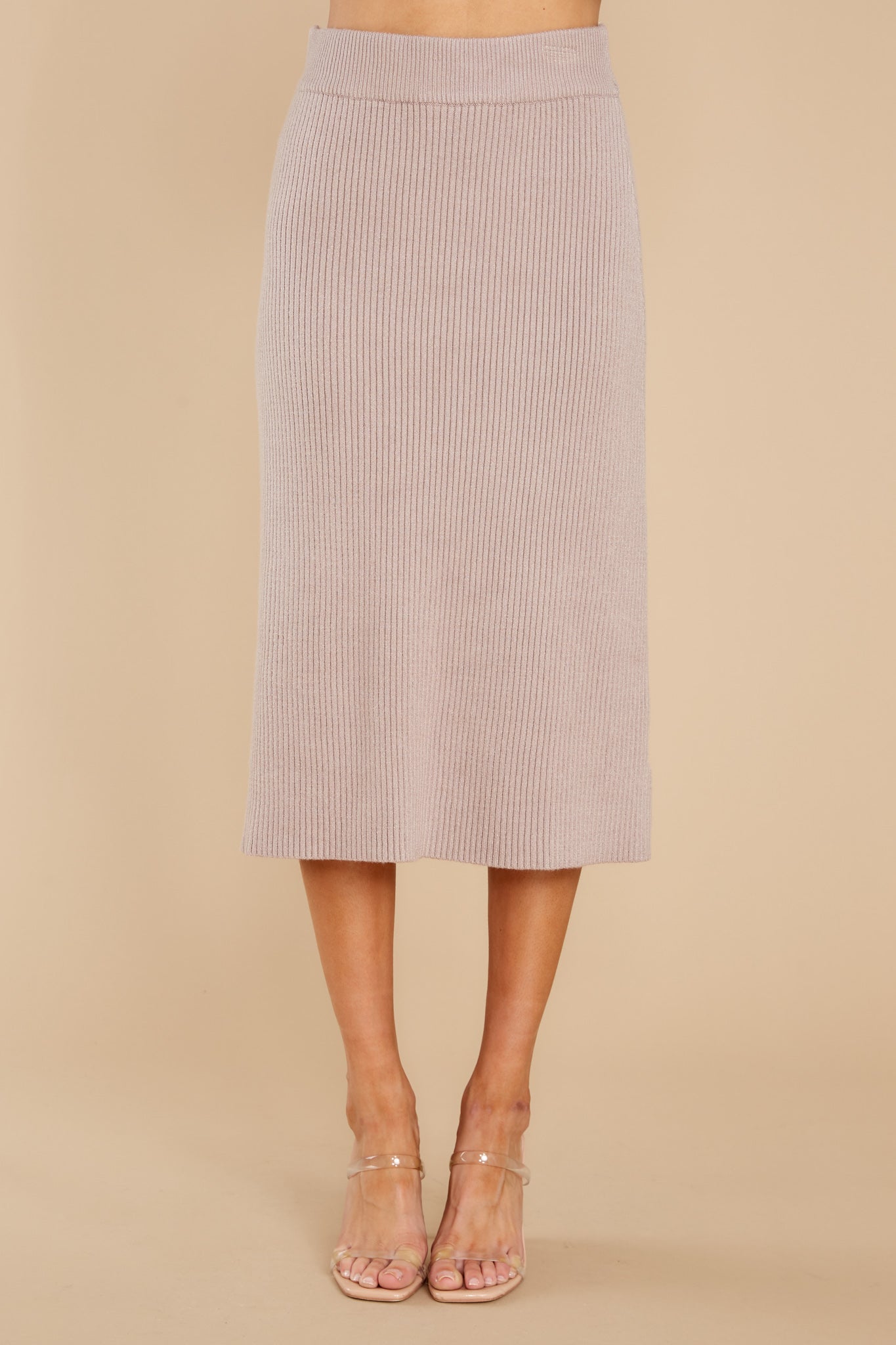 Study Hall Taupe Midi Skirt