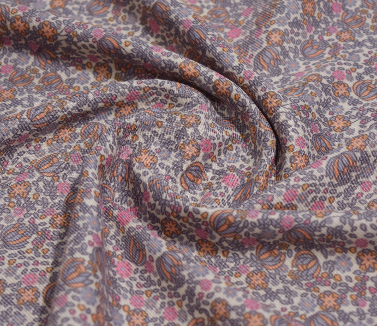 Small Floral Pattern Digital Printed Pure Pashmina Fabric Available in Pink , Green , Grey and Yellow