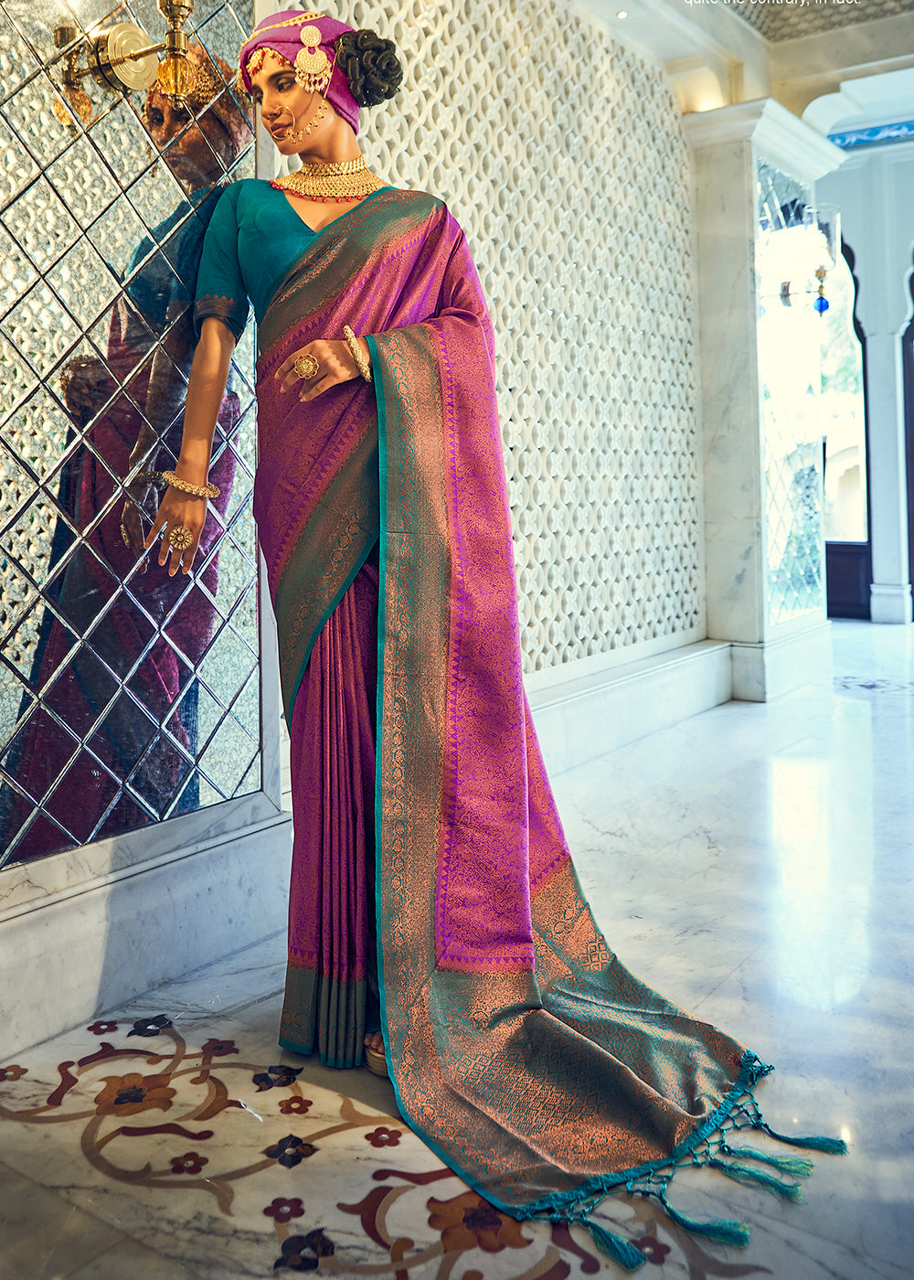 Magenta Pink Zari Woven Designer Silk Saree