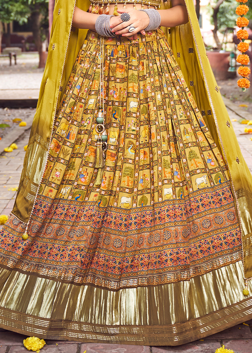 Mustard Yellow Ready to Wear Designer Silk Lehenga Choli