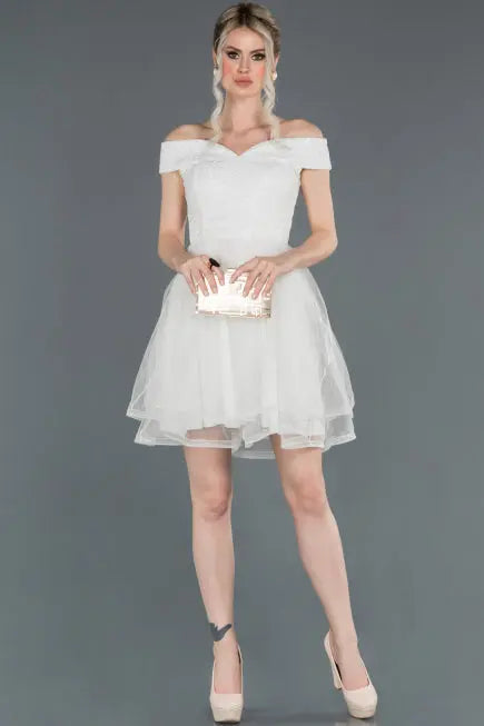 Short White Prom Gown AFWABK776