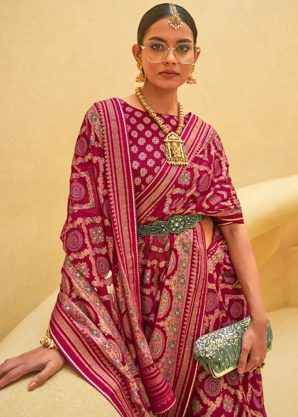 Shades Of Pink Zari Woven Brasso Organza Silk Saree