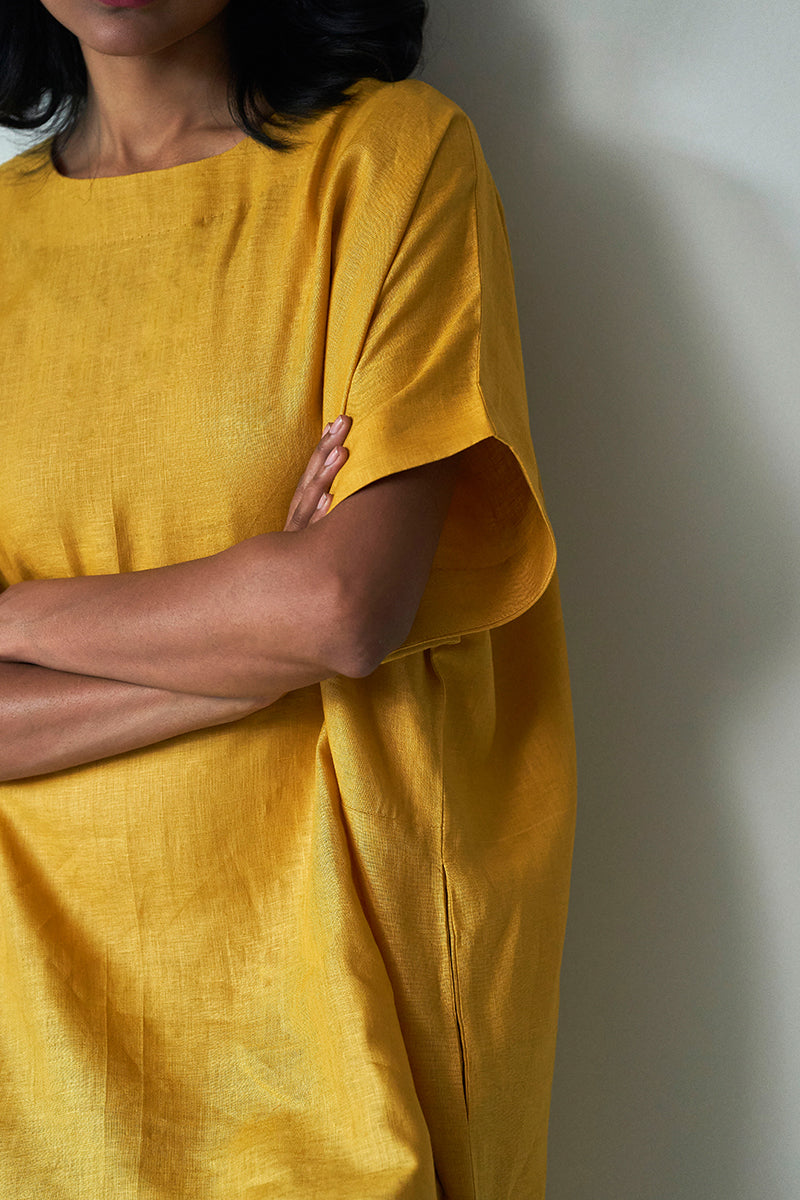 Mustard Yellow Linen Dress