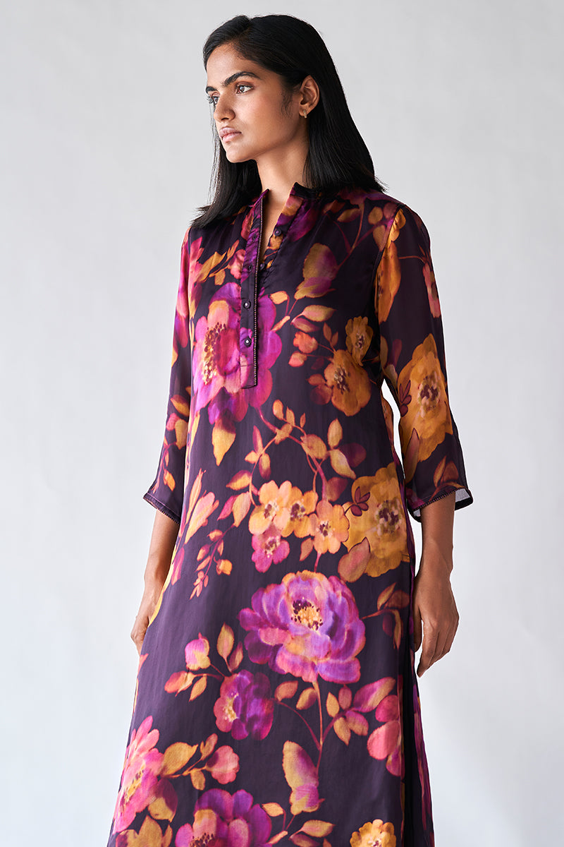 Deep Plum Floral Printed Co-ord Set