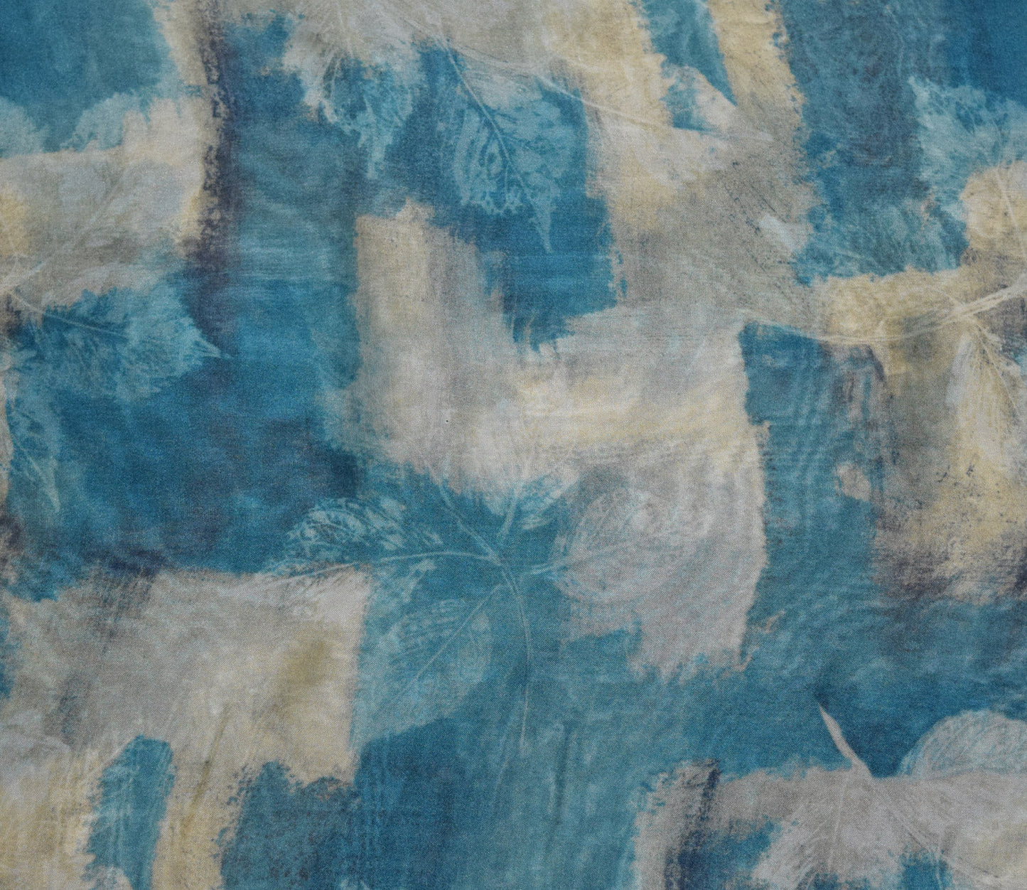 Abstract Digital Printed Organza Fabric Available in Blue and Mustard