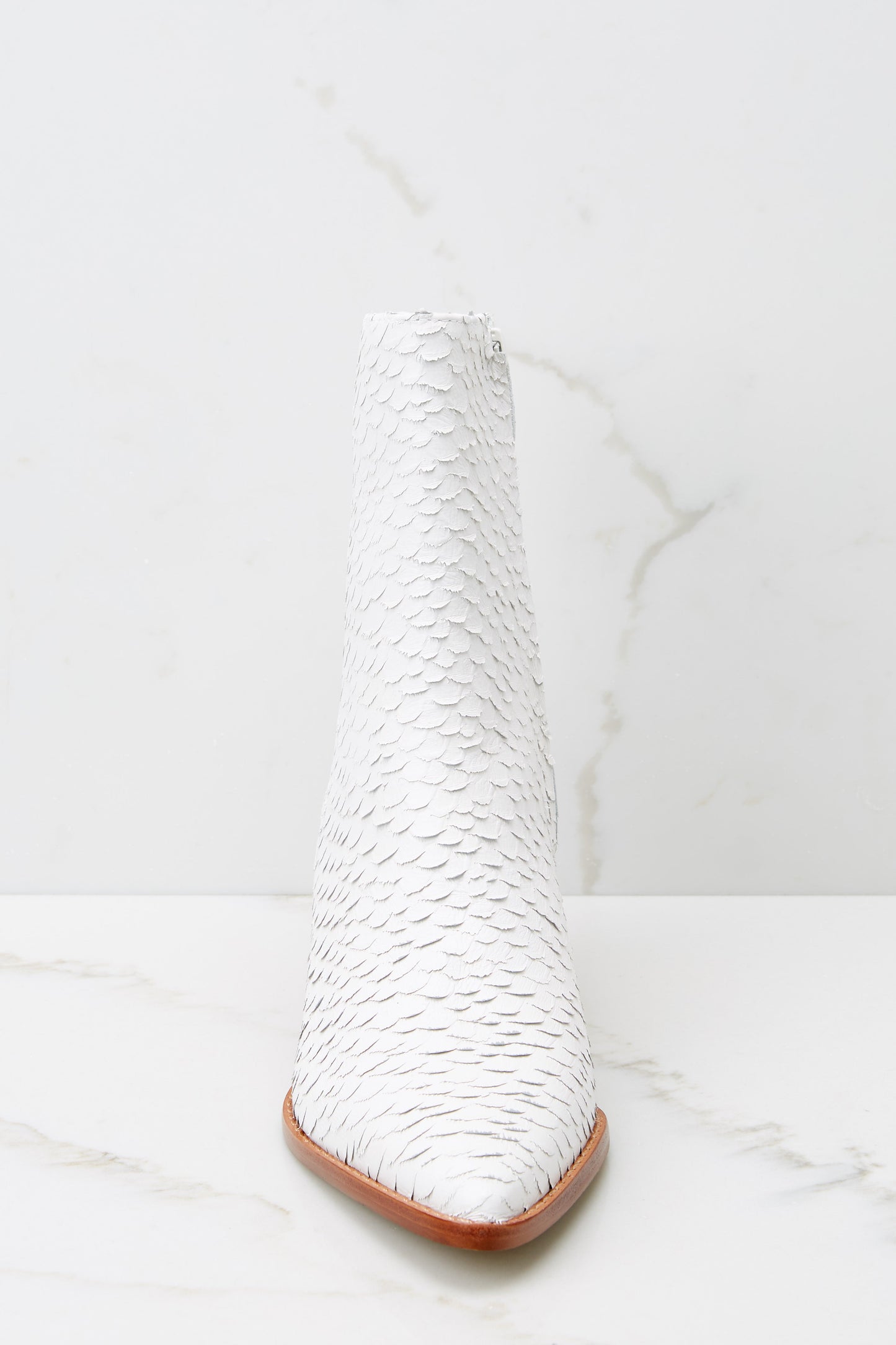 Caty White Snake Ankle Boots
