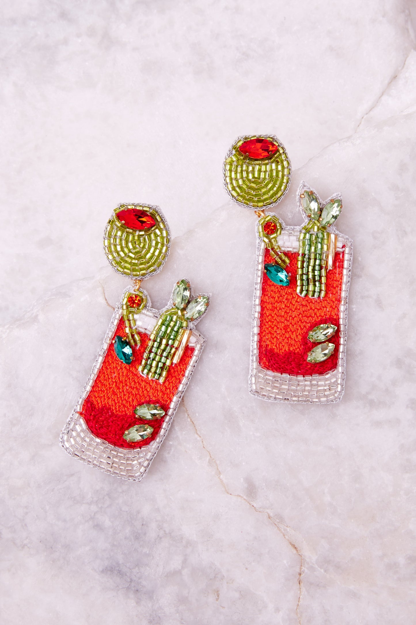 Bloody Mary Orange Beaded Earrings