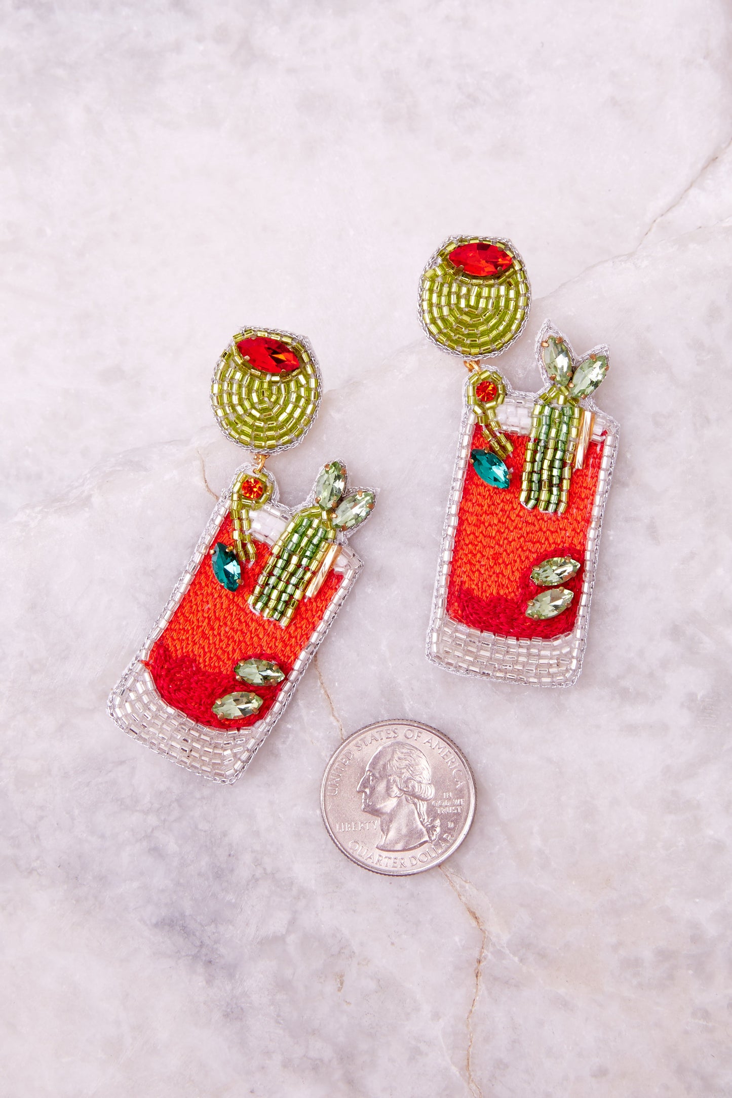 Bloody Mary Orange Beaded Earrings
