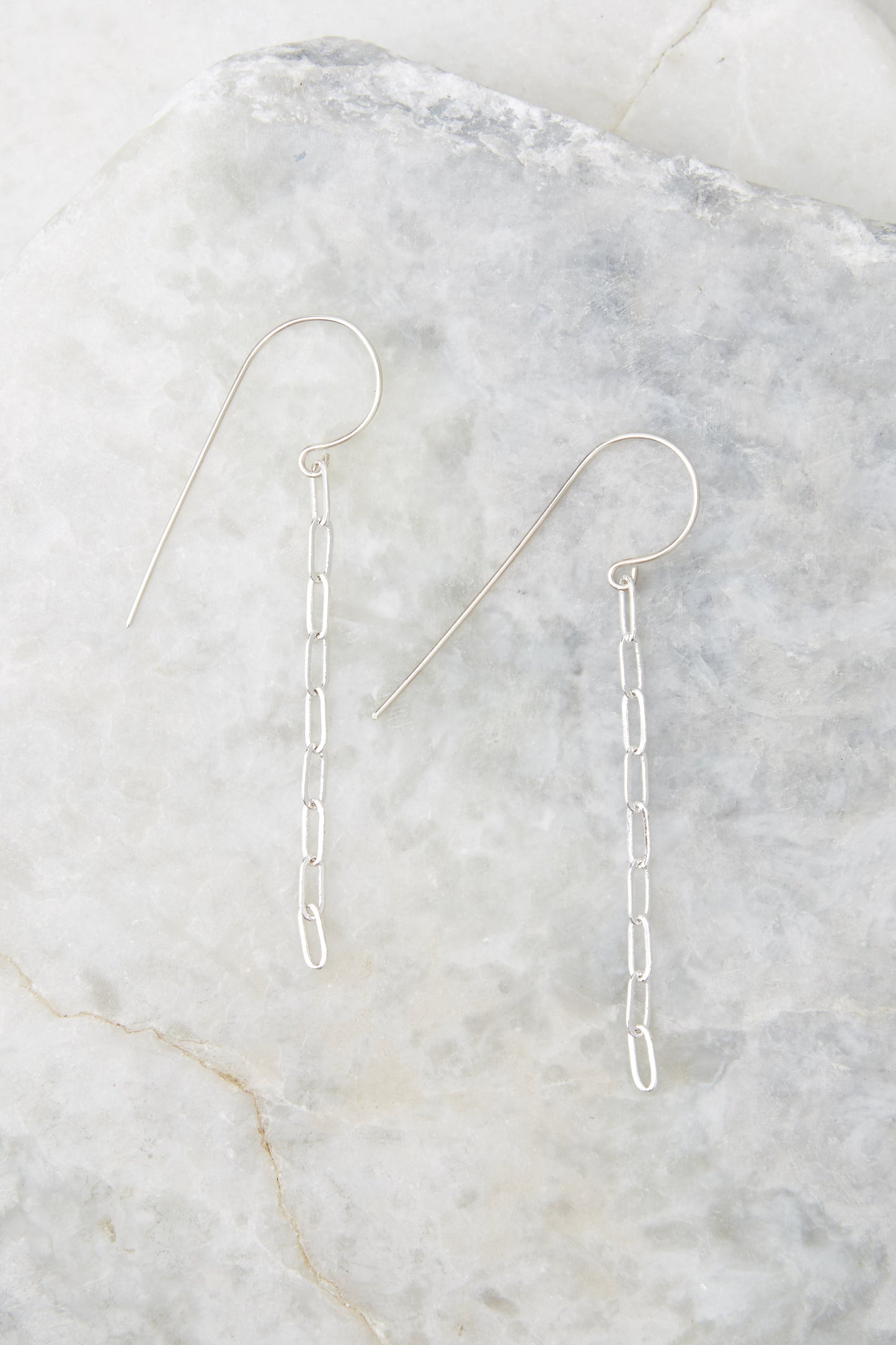 Linked Chain Silver Earrings