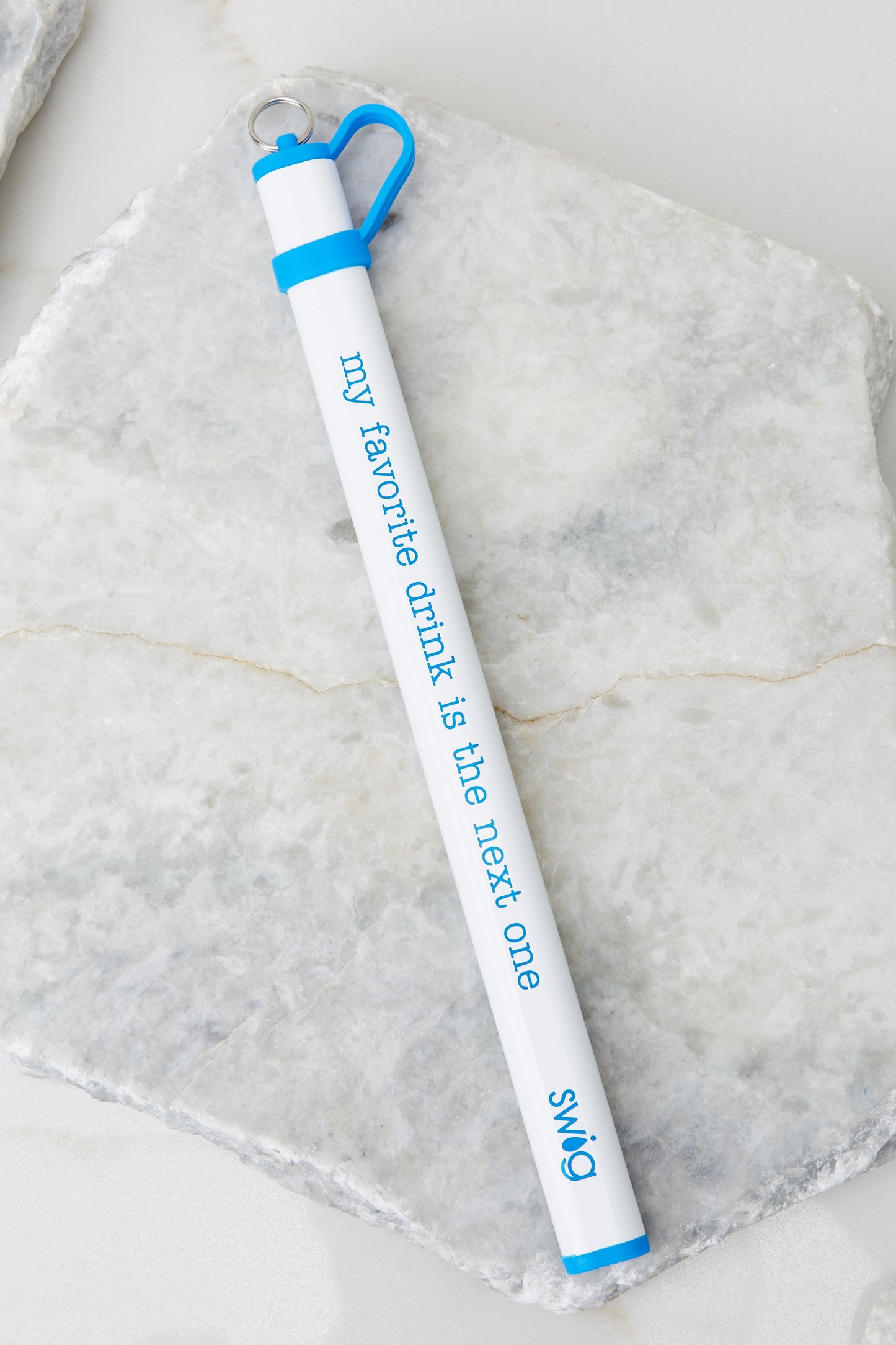 Royal Blue Double Stainless Steel Straw Set