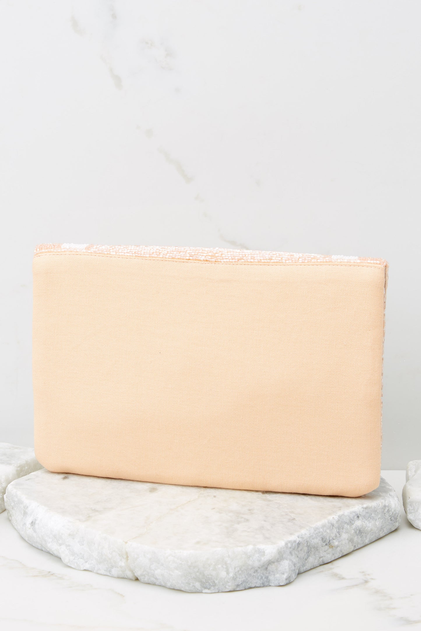 Sealed In Love Pink And White Beaded Clutch