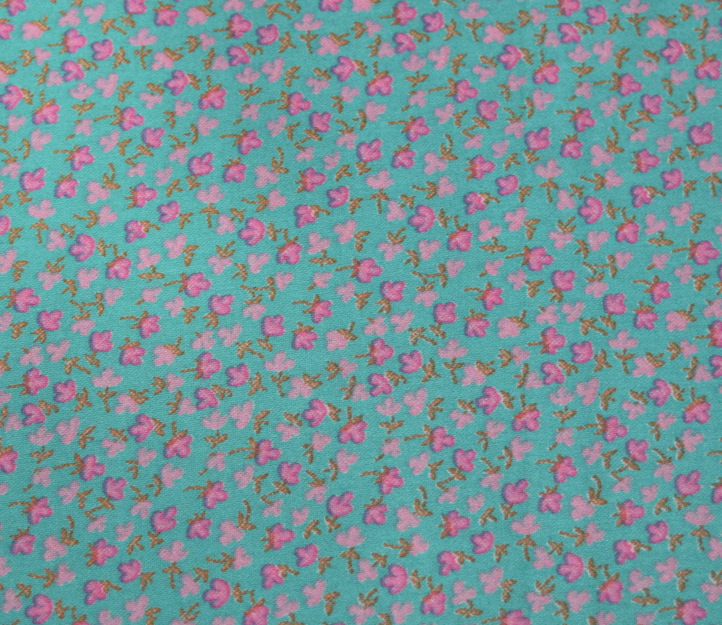 Small Floral Pattern Screen Printed Cotton Satin Fabric Available in Orange , Pink , Blue and Yellow