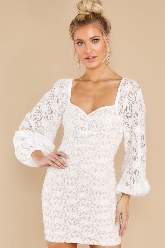 I'll Be Yours White Lace Dress
