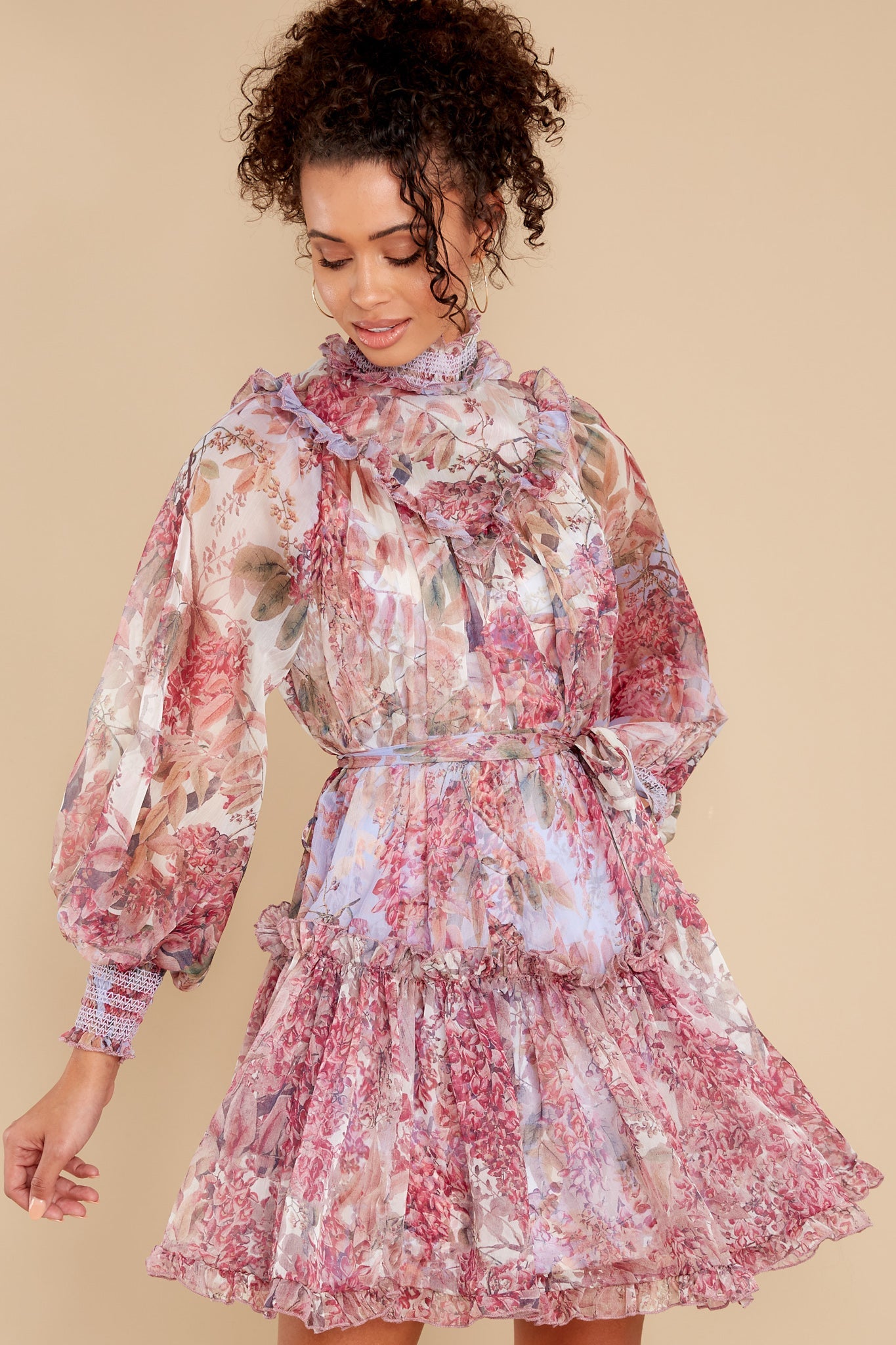 Beginning To Flourish Lavender Floral Print Dress
