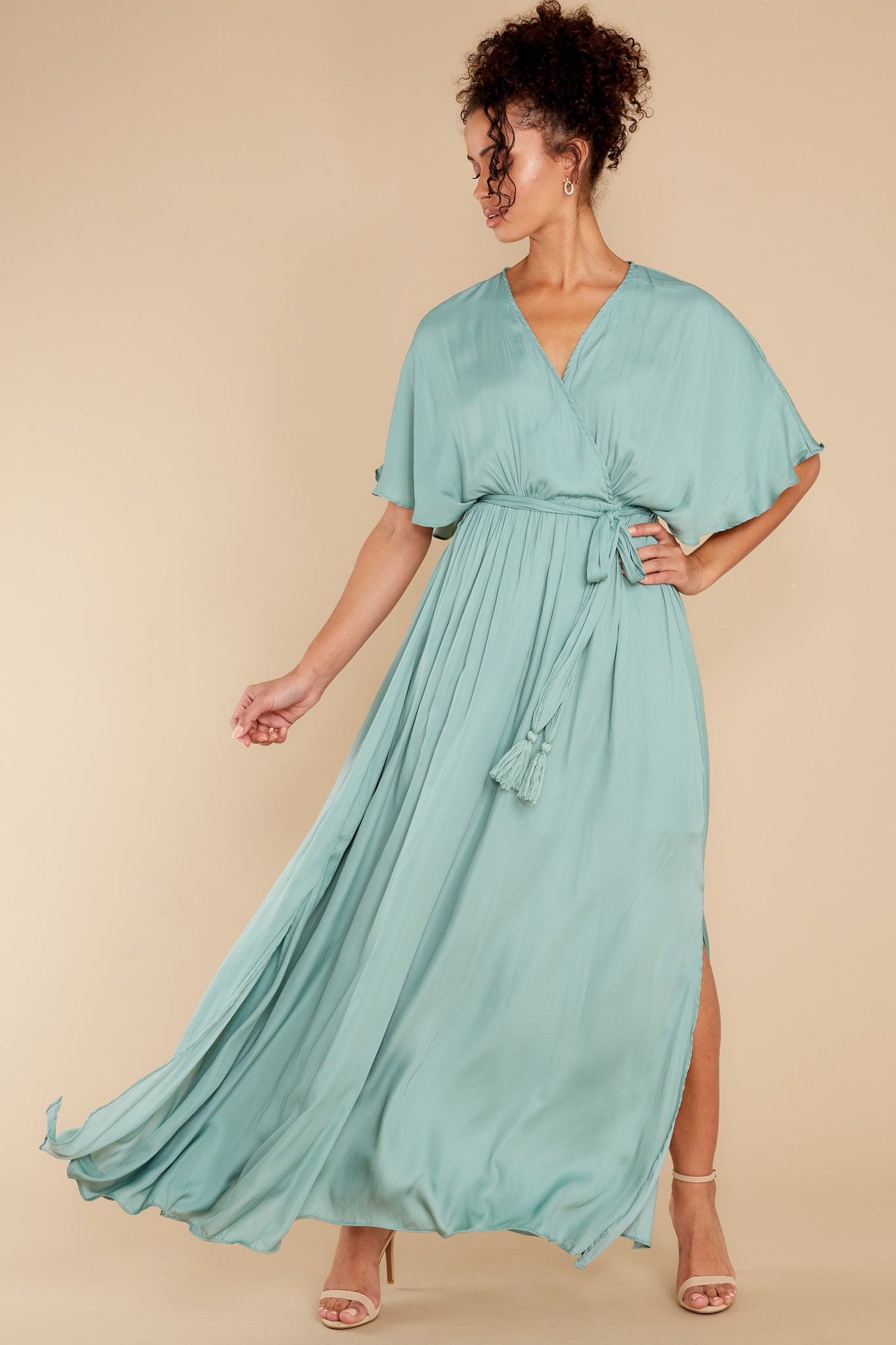Cross My Heart Dusted Jade Maxi Dress
