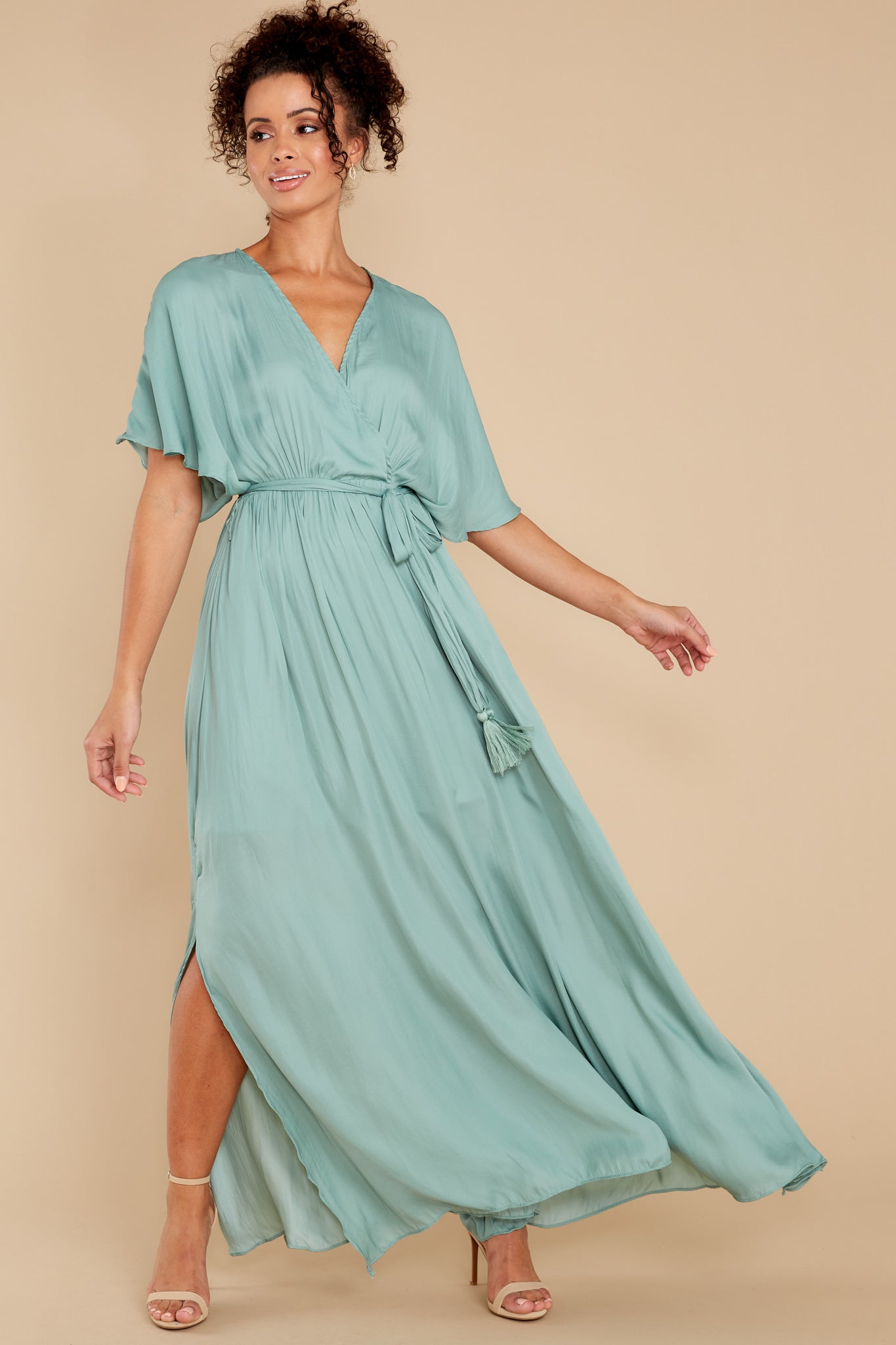 Cross My Heart Dusted Jade Maxi Dress