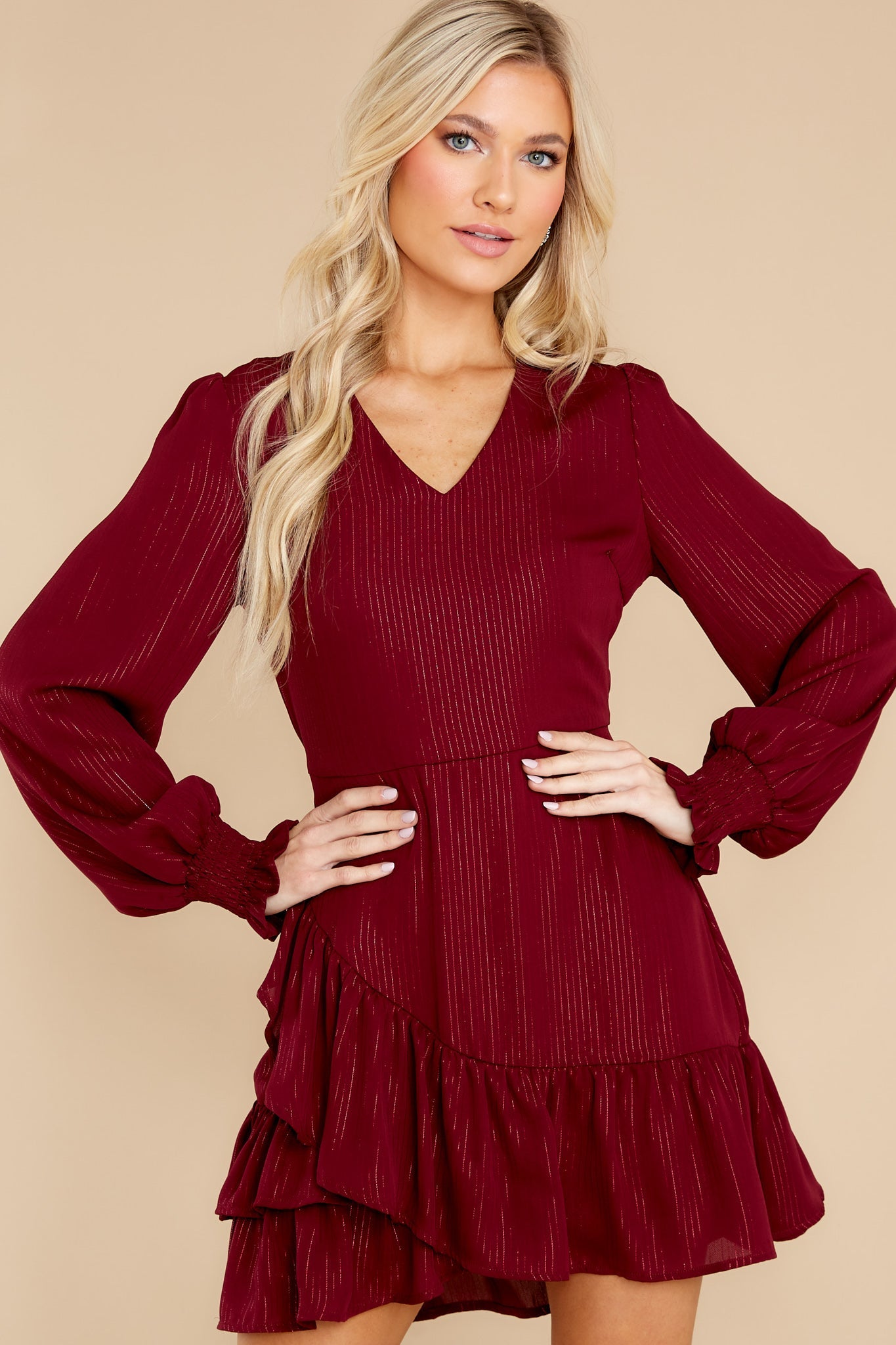 Poised Perfection Wine Dress