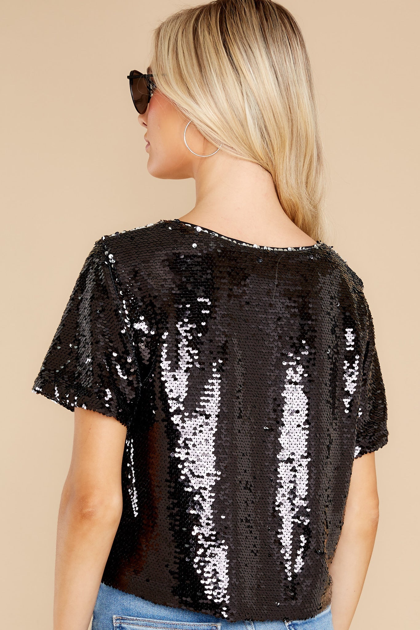 Never Ending Nights Black Sequin Crop Top