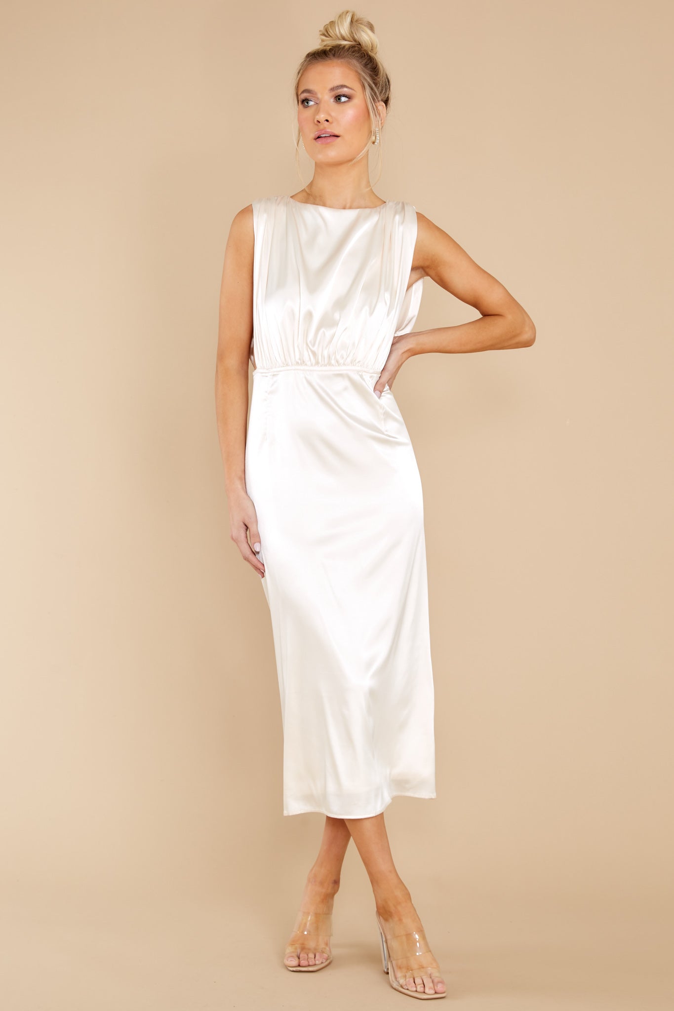 Elegant Nights Champagne Midi Dress