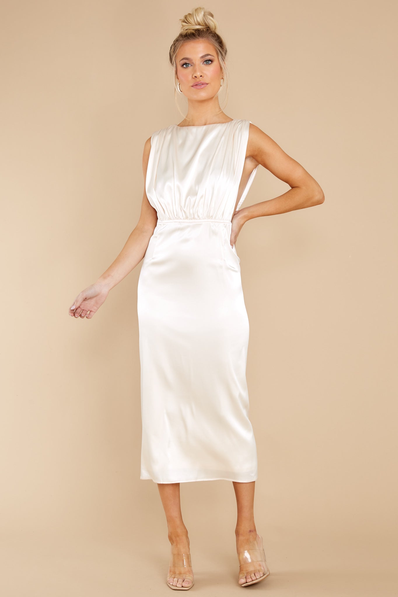 Elegant Nights Champagne Midi Dress