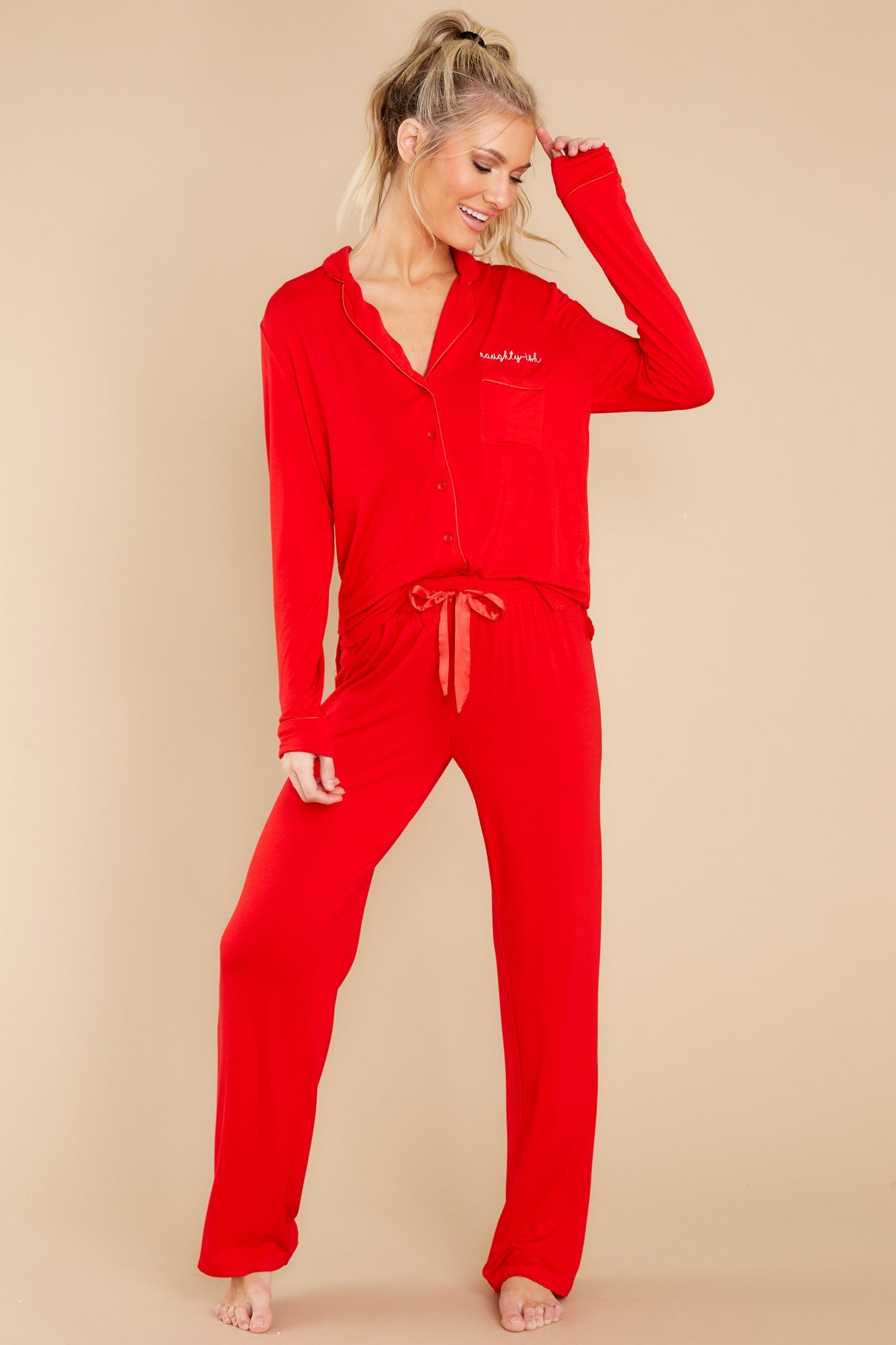 Naughty-ish Red Pajama Top