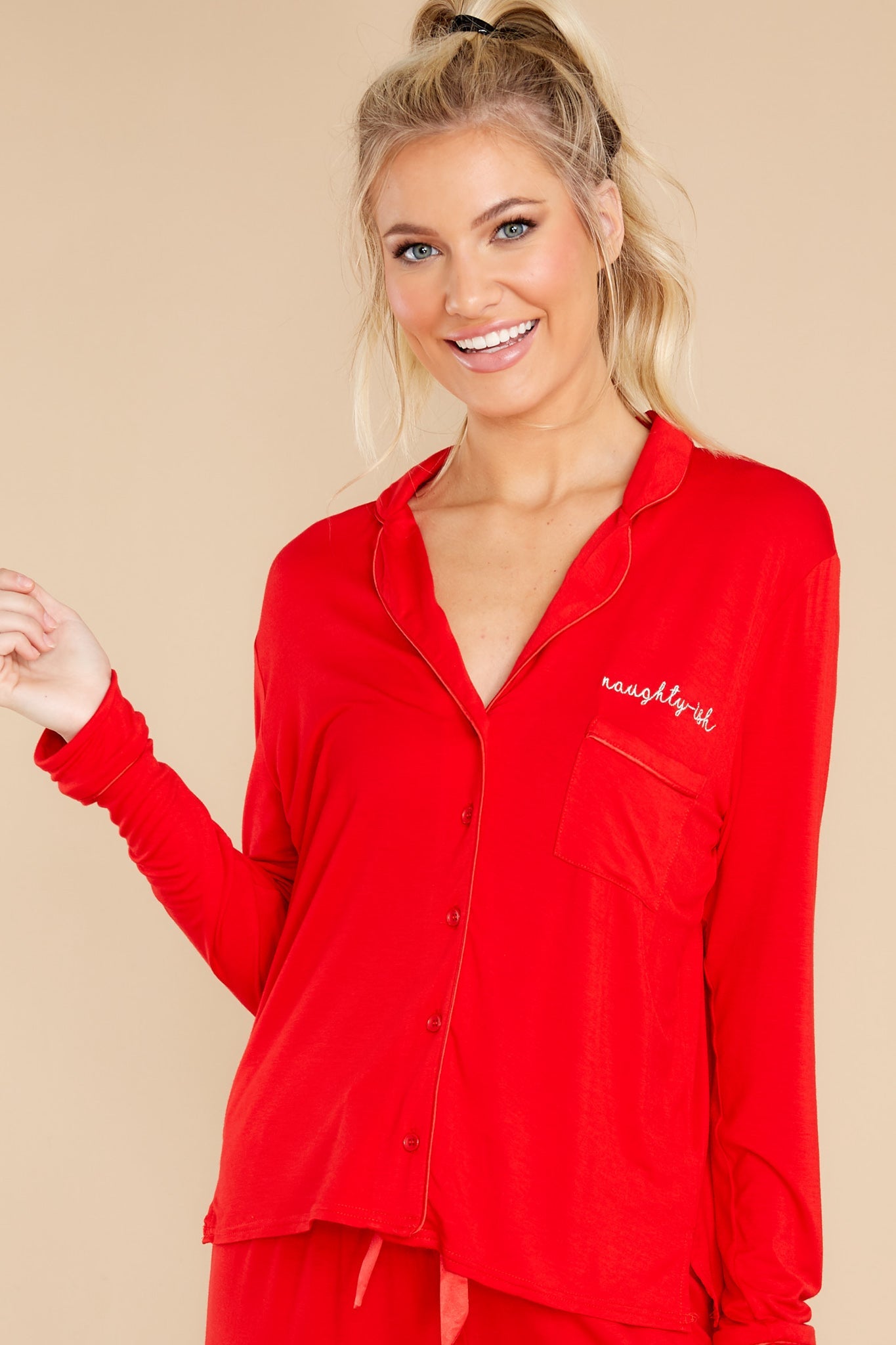 Naughty-ish Red Pajama Top