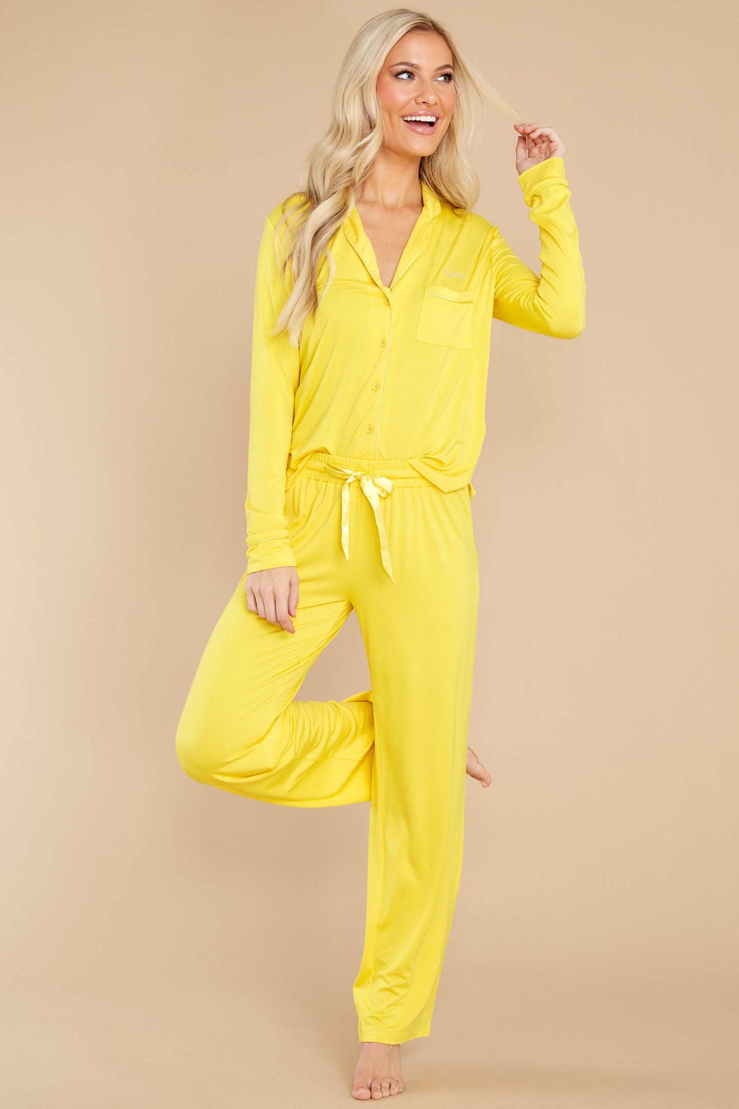 Hussy Yellow Pajama Top