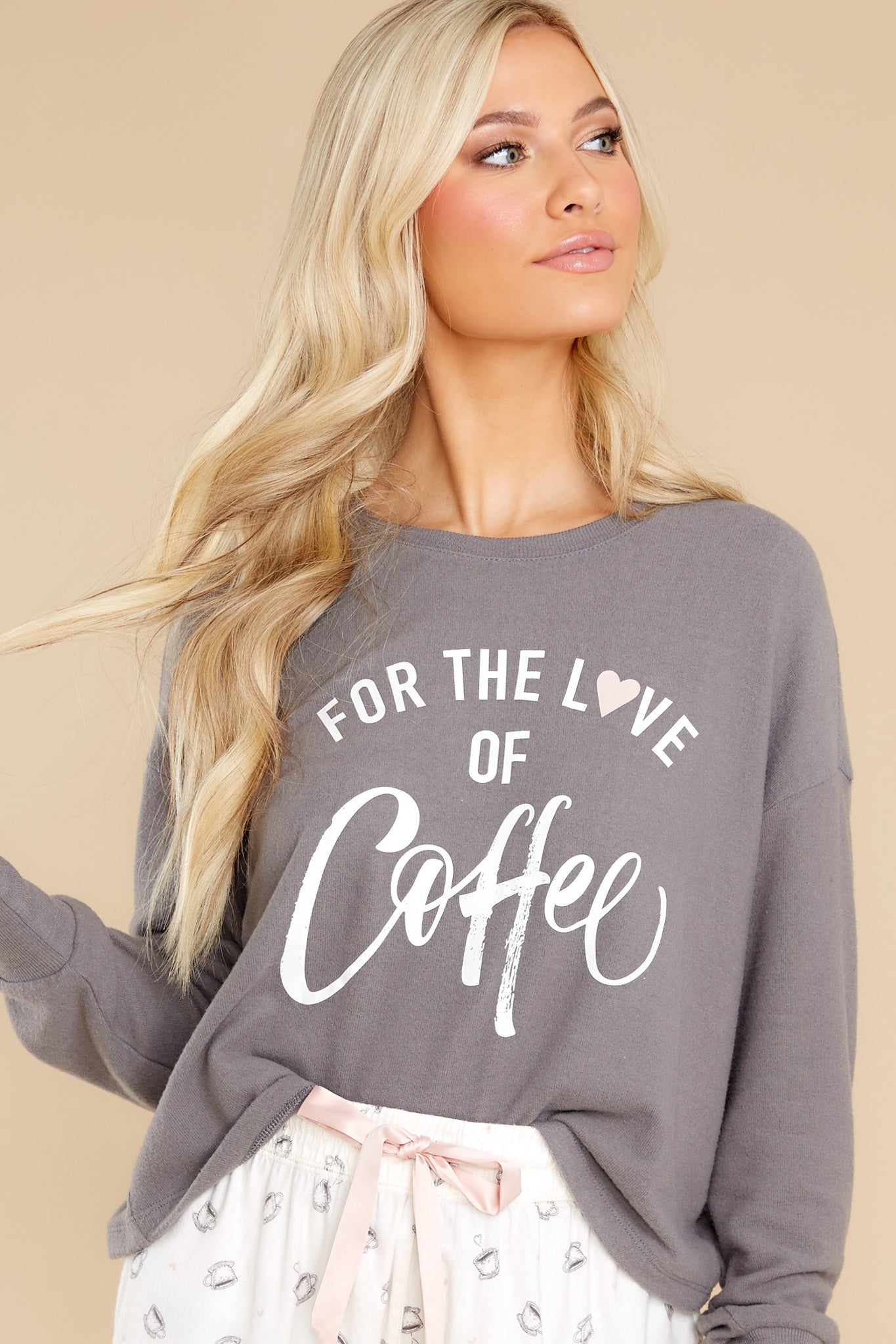Lina Coffee Slate Grey Long Sleeve Top